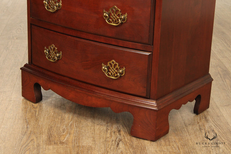 Pair of Pennsylvania House Chippendale Style Cherry Bow Front Nightstands