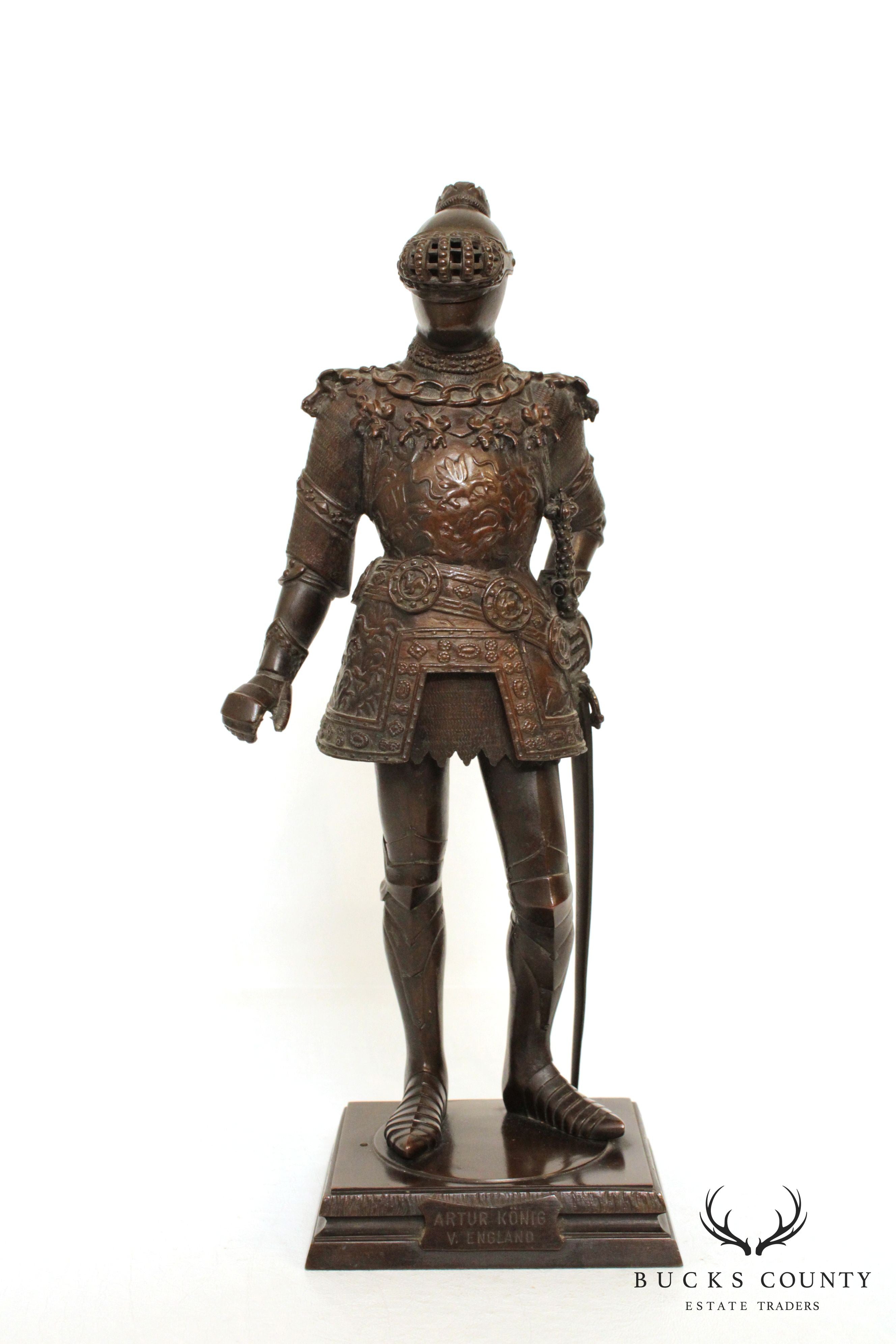 F. R. Unterberger Arthur Konig V. England (King Arthur) Antique Bronze Statue