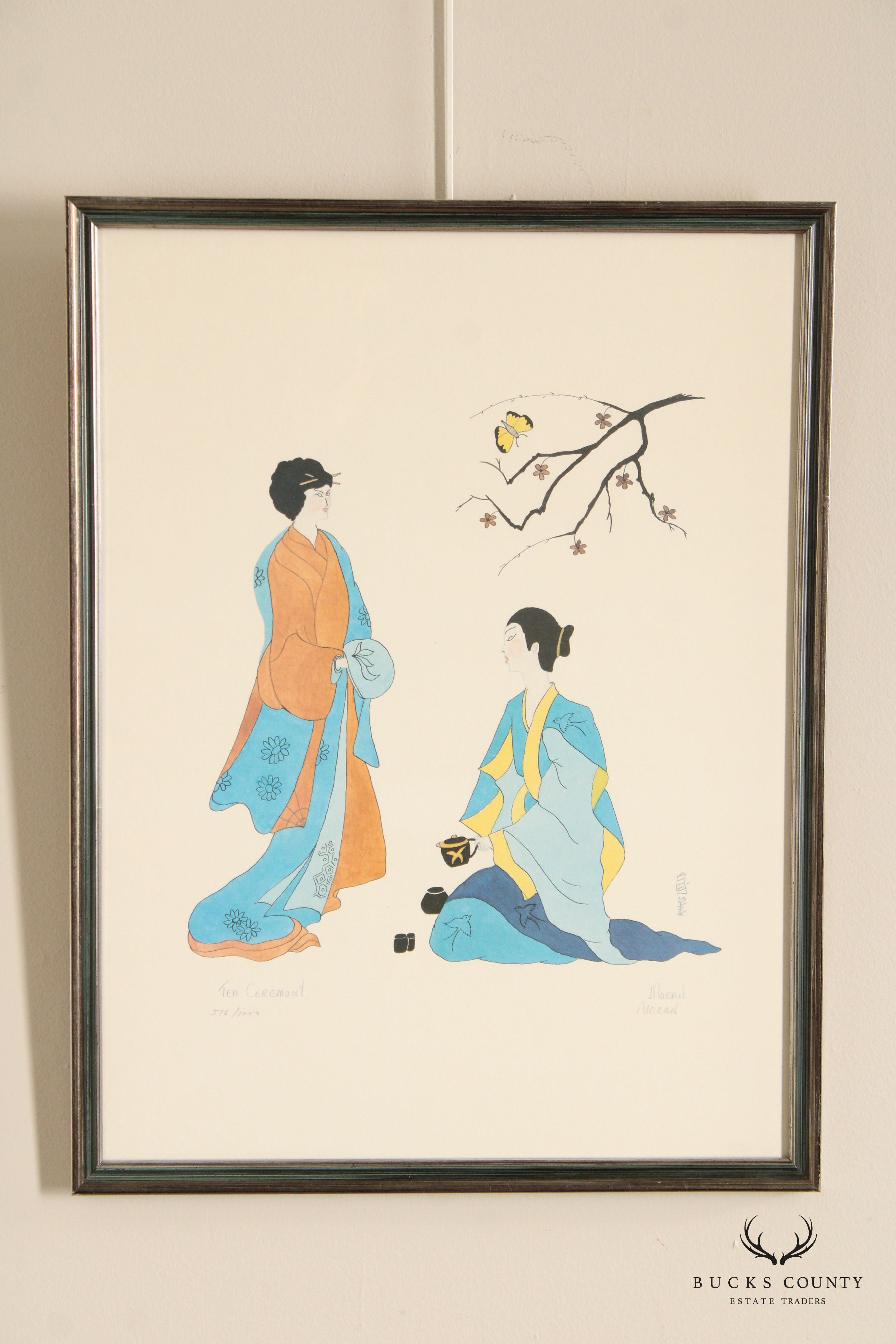 Japanese Traditional Pair of Framed Prints, Signed