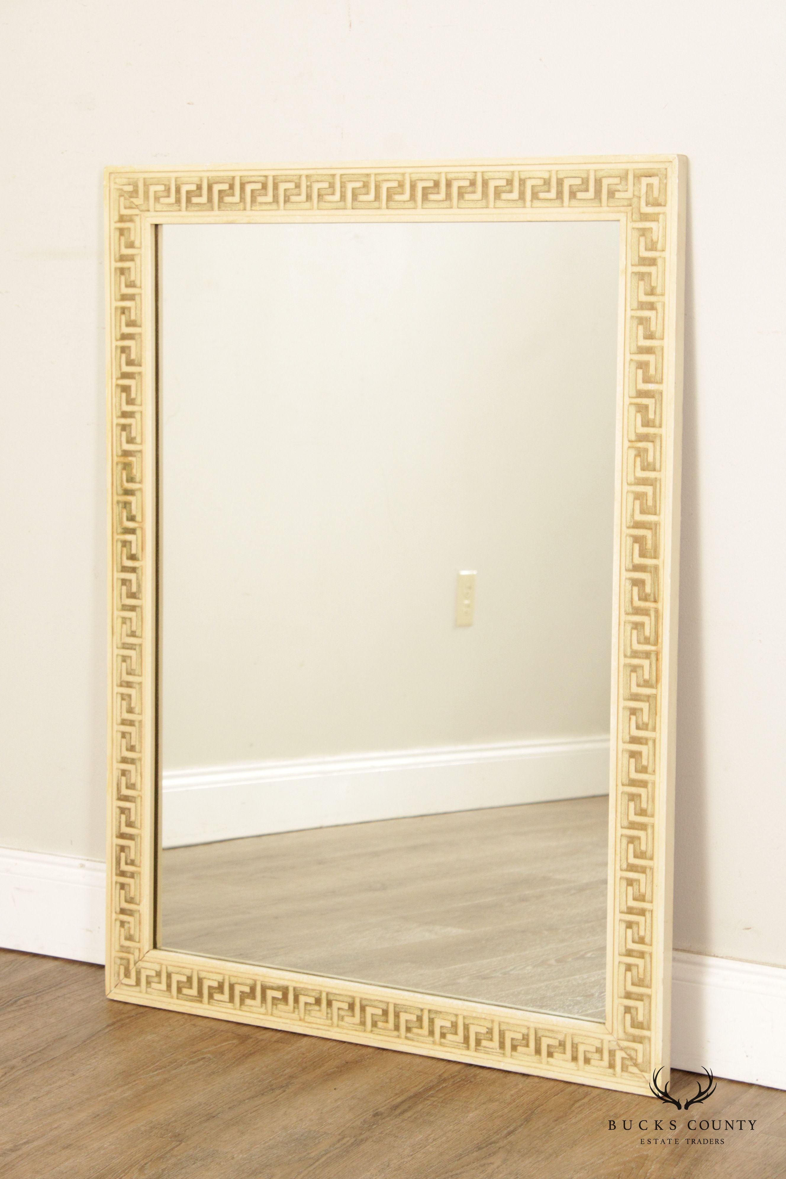 Hollywood Regency Painted Greek Key Wall Mirror