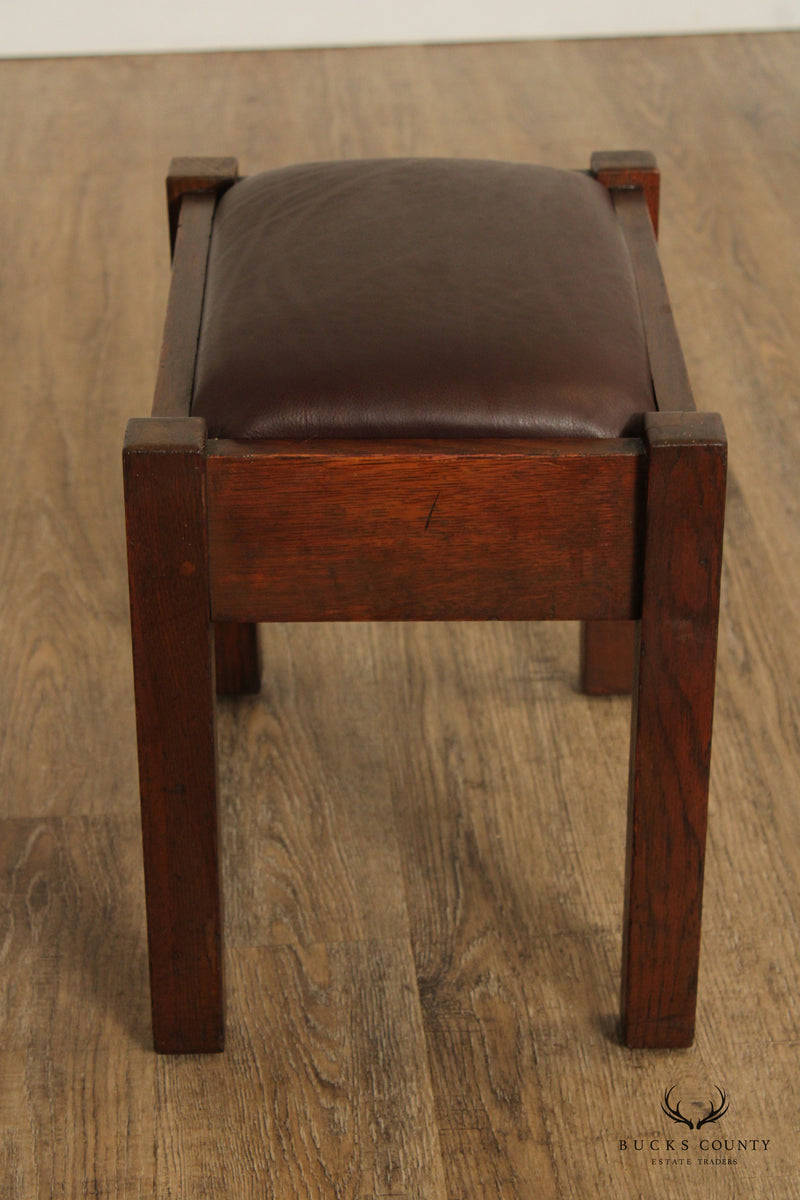 Stickley Brothers Mission Oak and Leather Footstool
