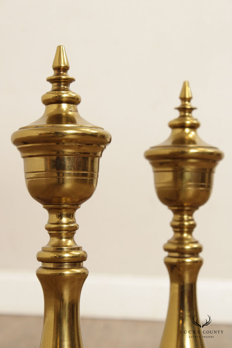 Federal Style Pair of Brass Andirons