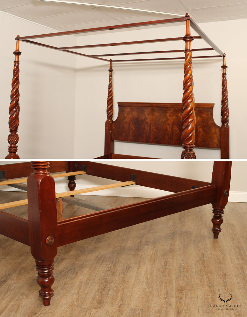 Regency Style Quality Mahogany King Size Poster Bed With Canopy