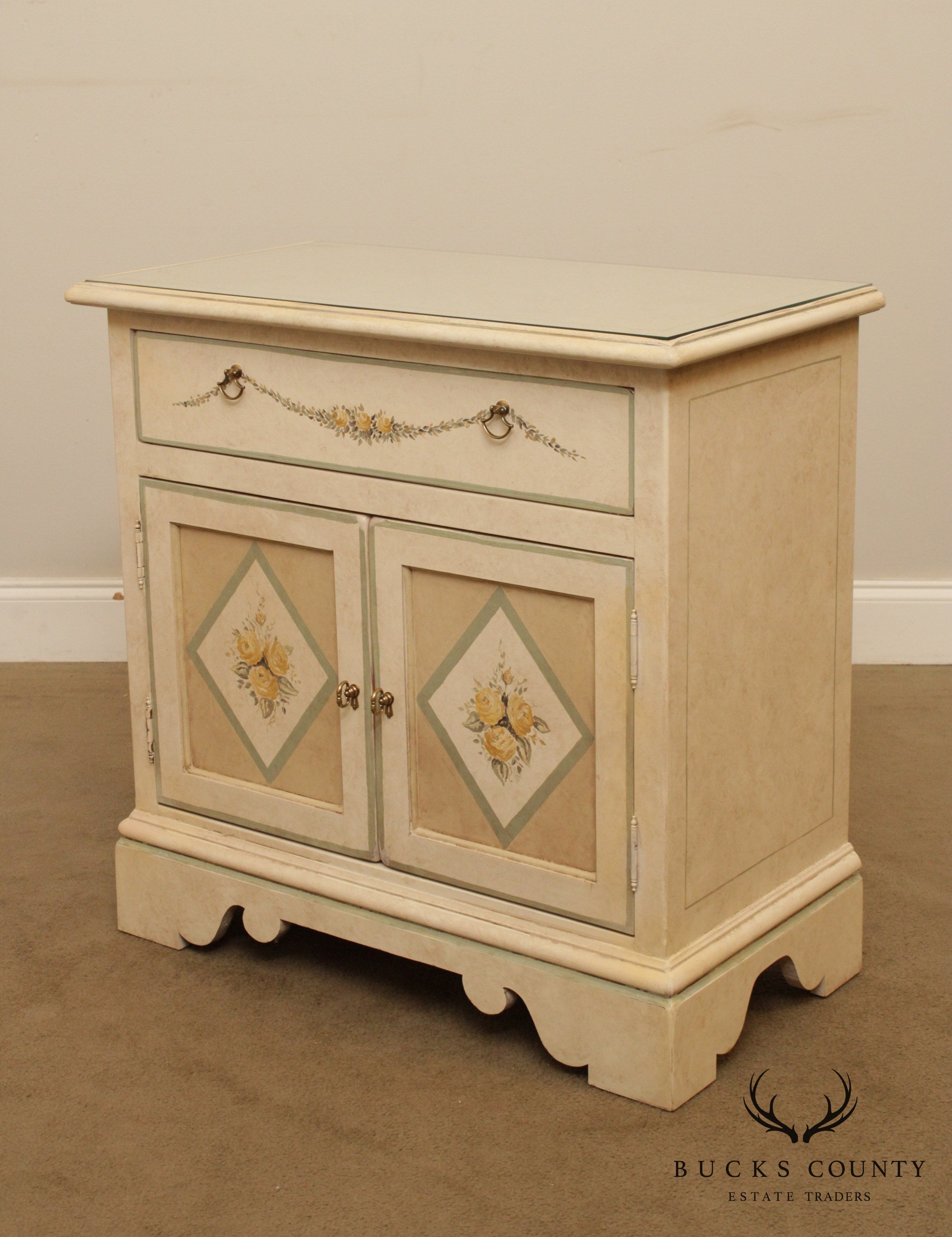 Sidney Arthur Furniture, Hand Painted 2 Door Side Cabinet, Nightstand