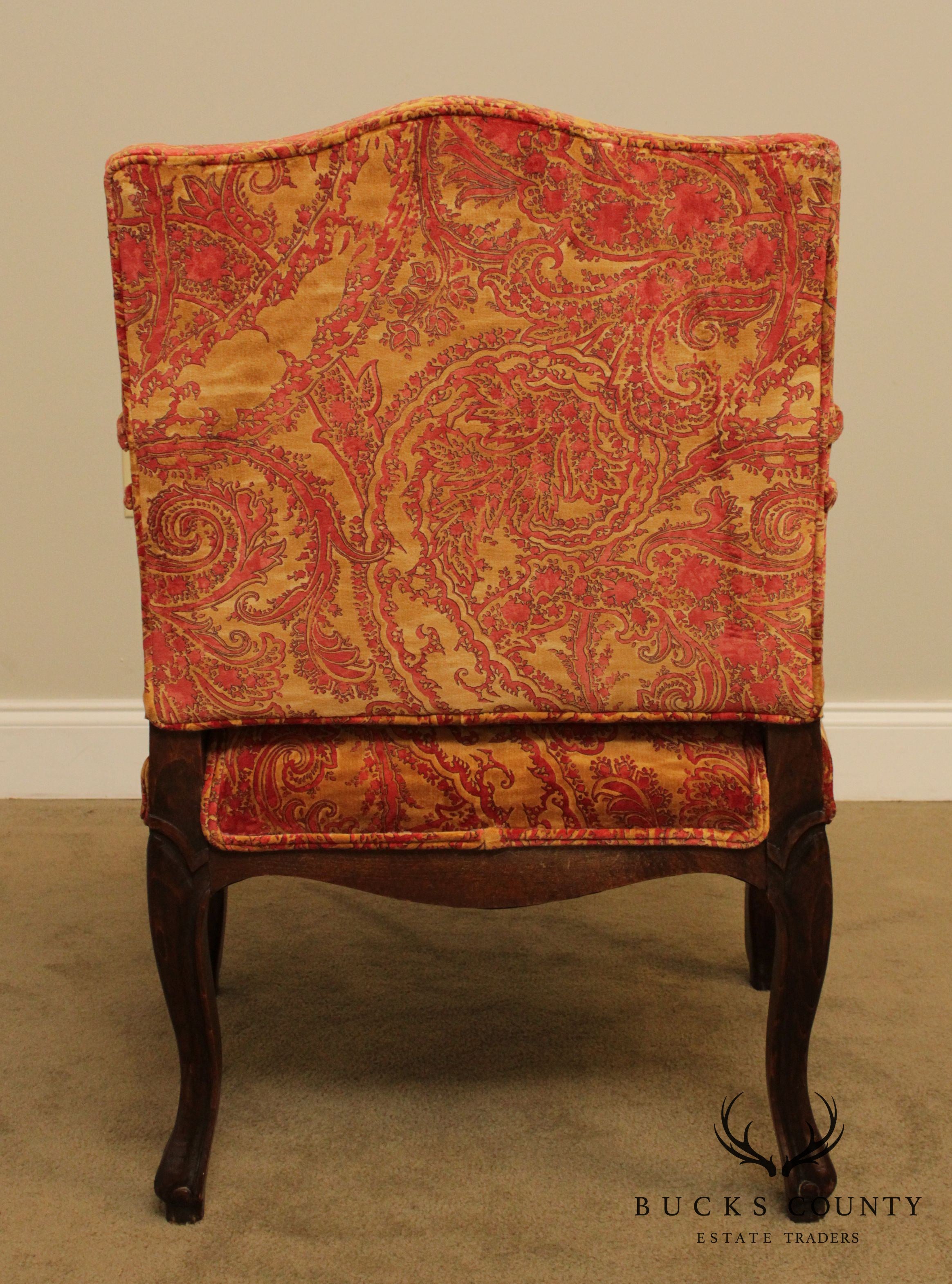 Italian Carved Custom Upholstered Armchair