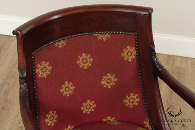 Antique 19th Century French Empire Mahogany Bergere Chair