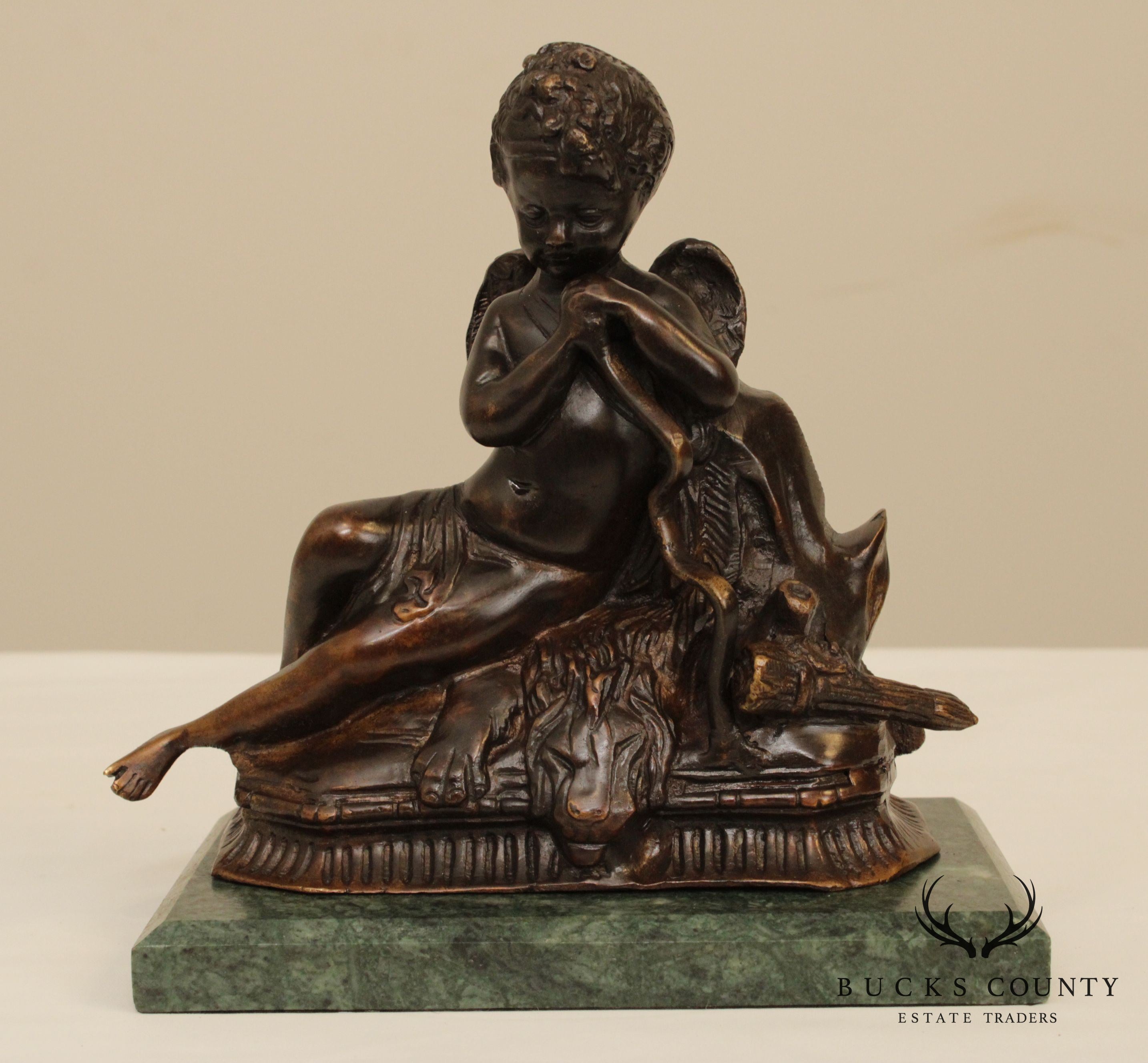 Small Bronze Renaissance Style Statue, Marble Base