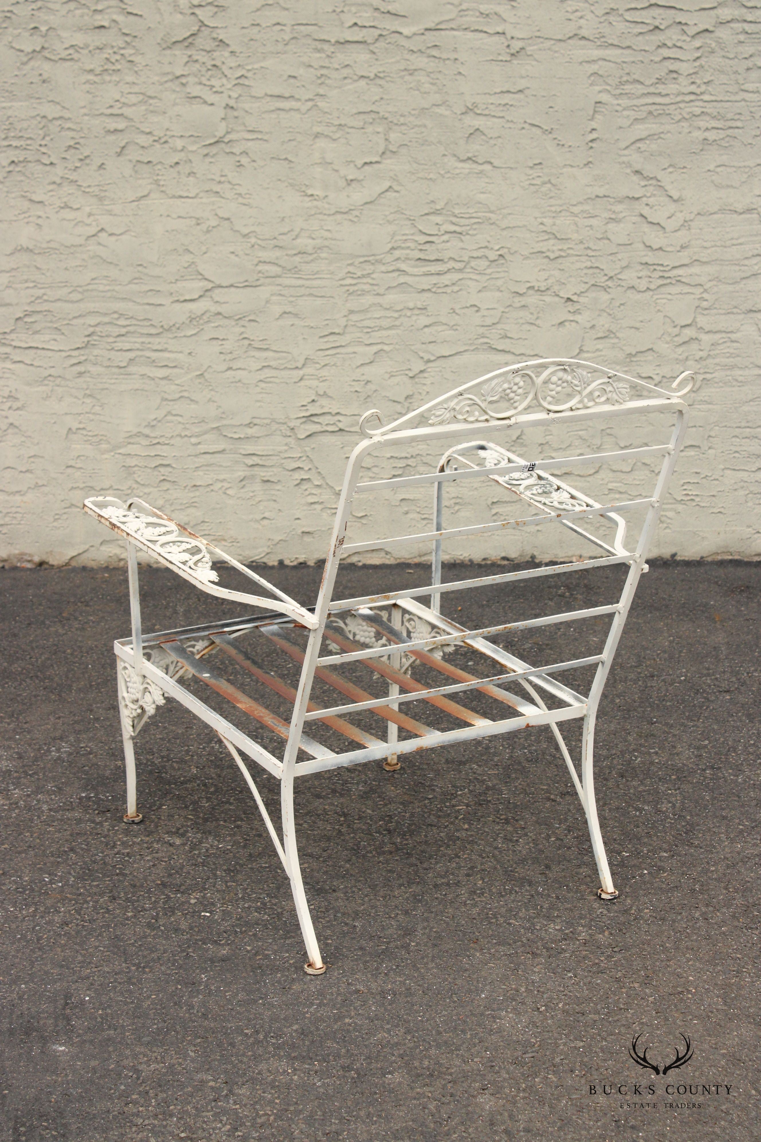 Vintage Wrought Iron Outdoor Patio Lounge Armchair