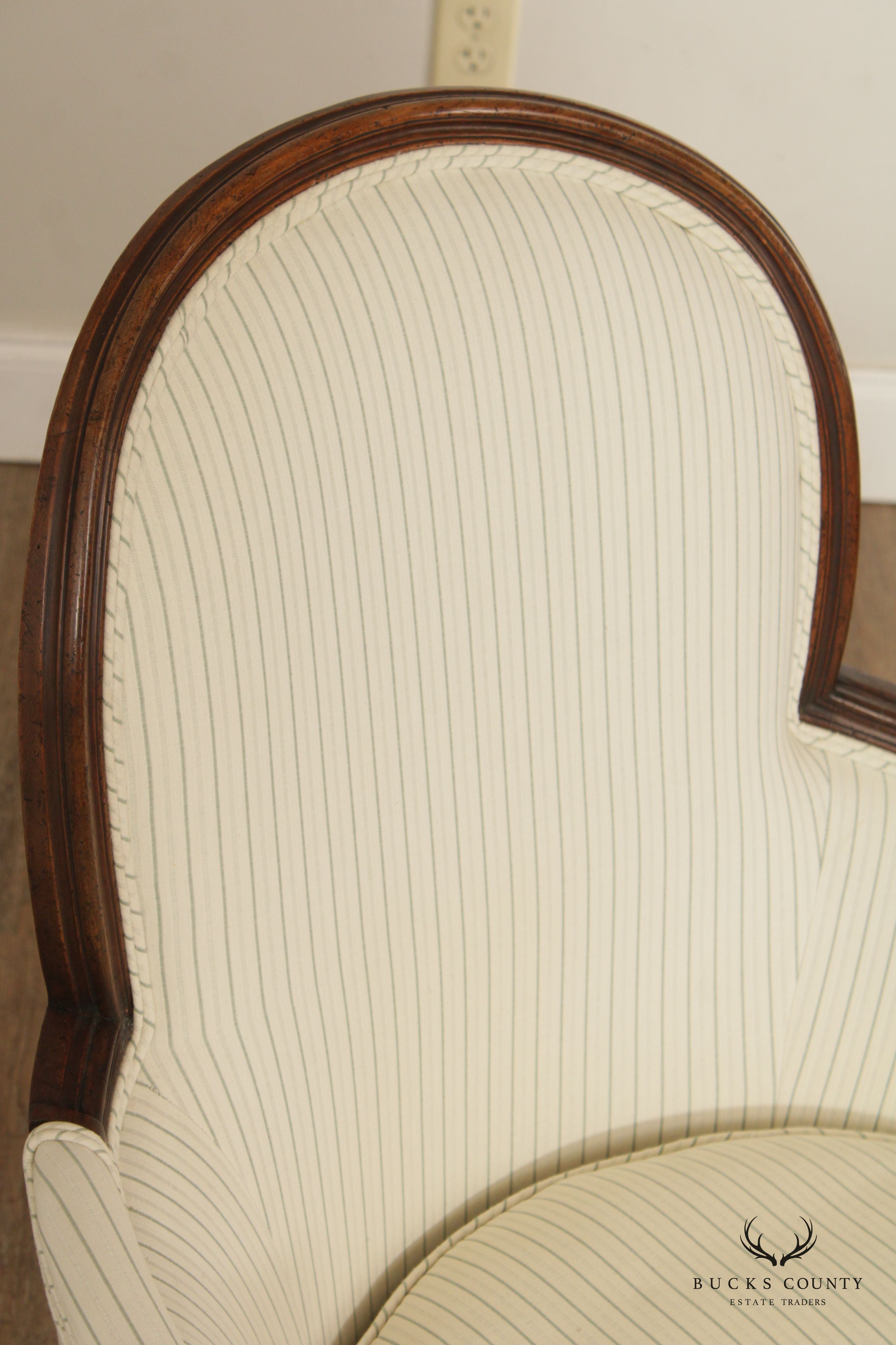 French Louis XVI Style Carved Fauteuil Armchair