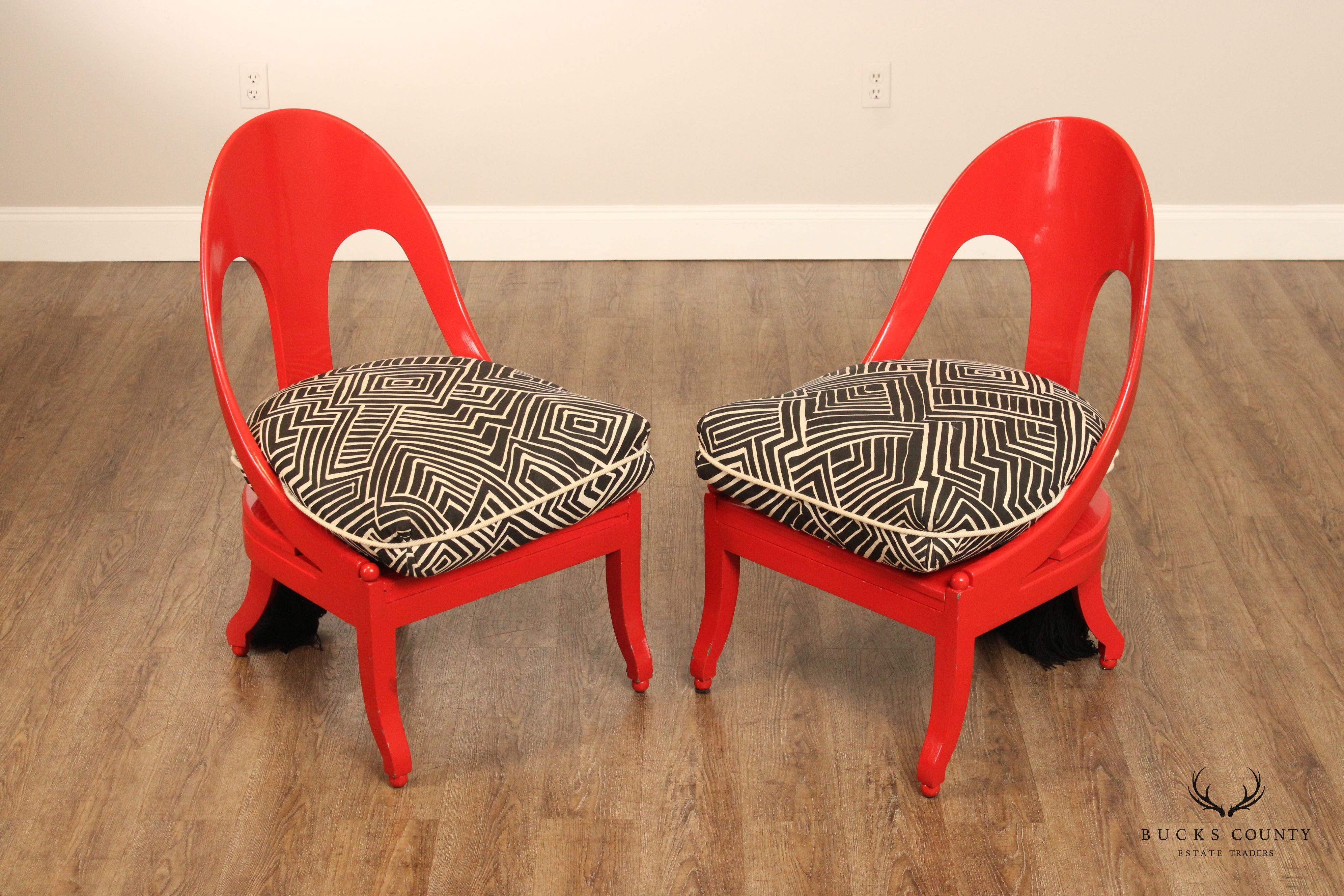 Baker Furniture Mid Century Modern Pair of Lacquered Lounge Chairs