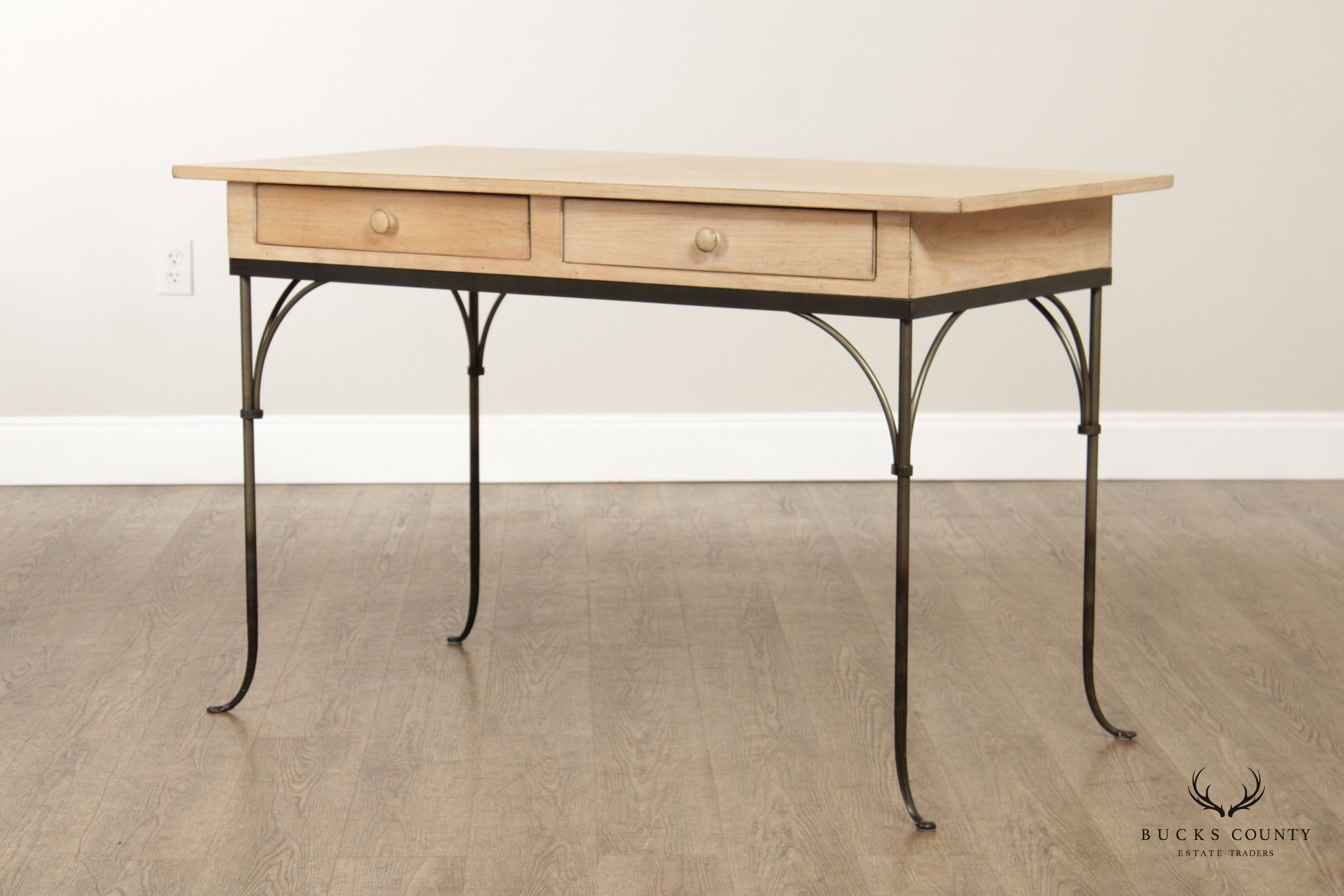 Charleston Forge Cerused Oak And Iron Writing Desk