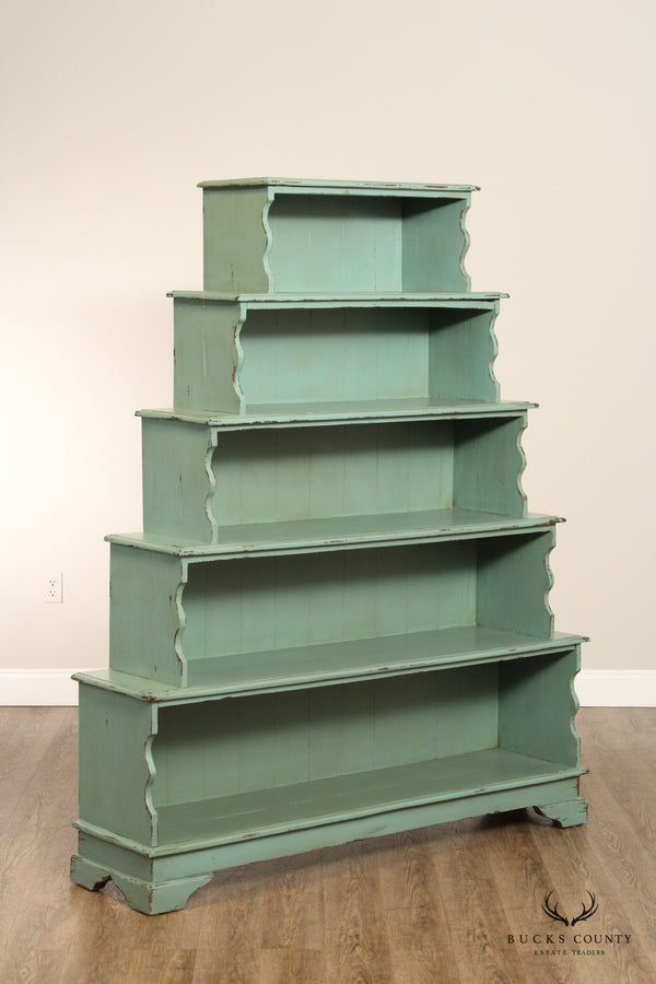 Farmhouse Style Distress Painted Graduated Open Bookcase