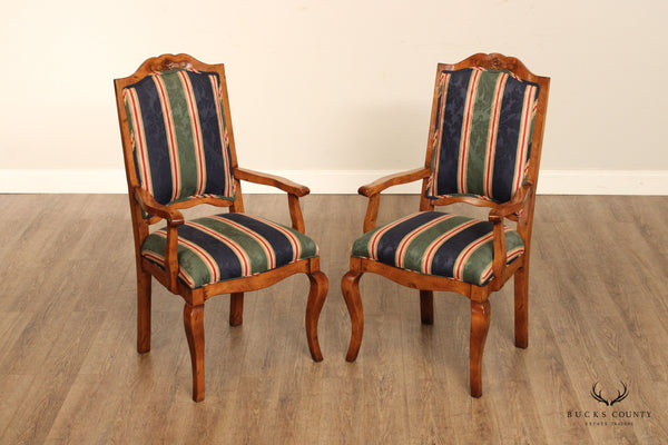 French Provincial Style Pair of Custom Upholstered Armchairs