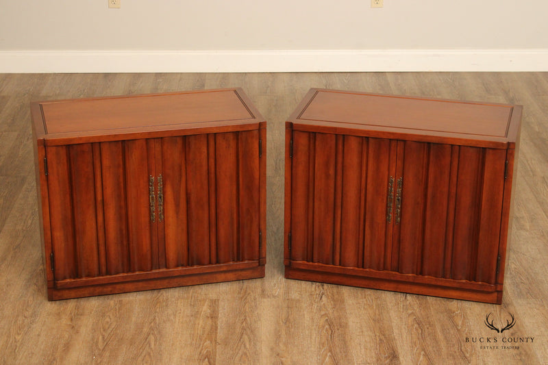 Heritage Mid Century Modern Pair Fruitwood Cabinets