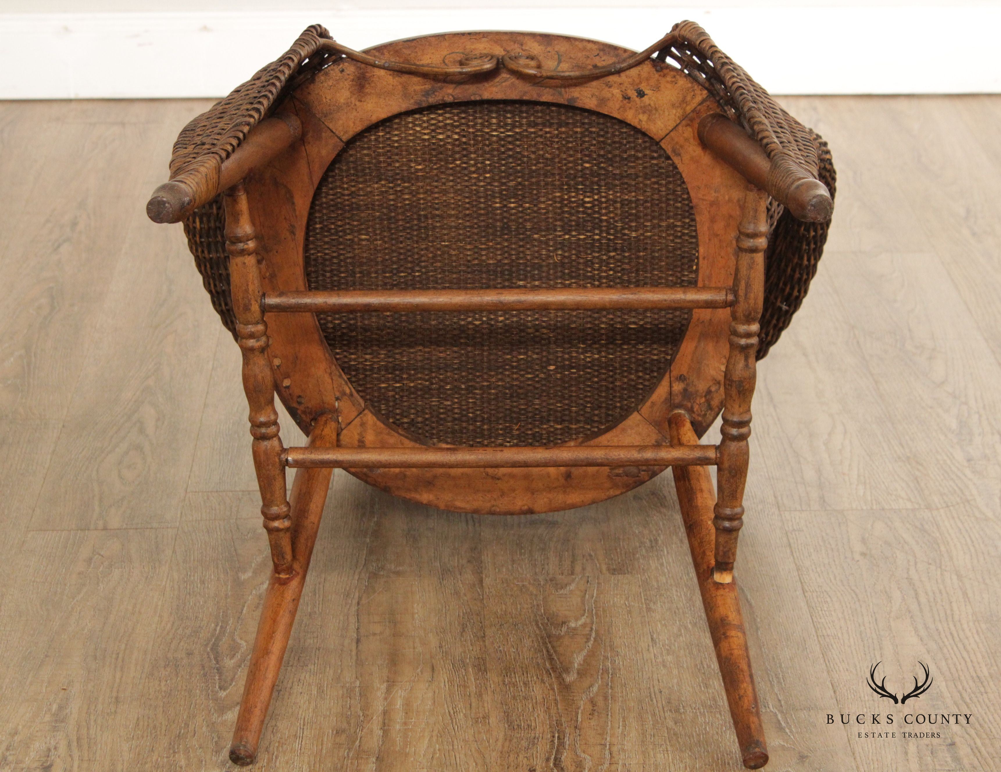 Antique Victorian Woven Wicker Accent Chair