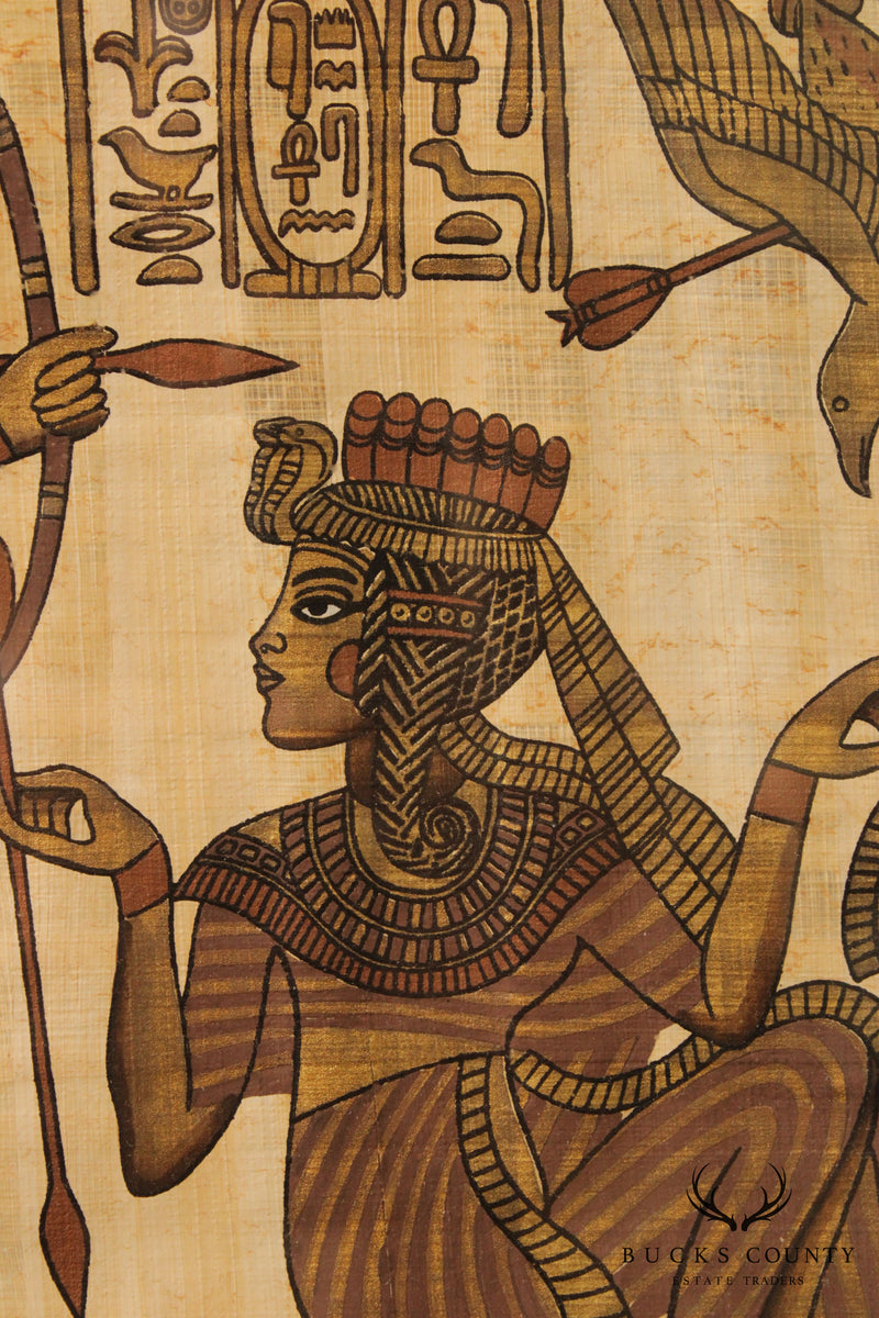 Vintage Egyptian Tutankhamun Papyrus Painting