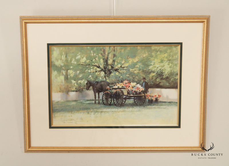 Paul Landry 'Flower Wagon' Watercolor Lithograph Print