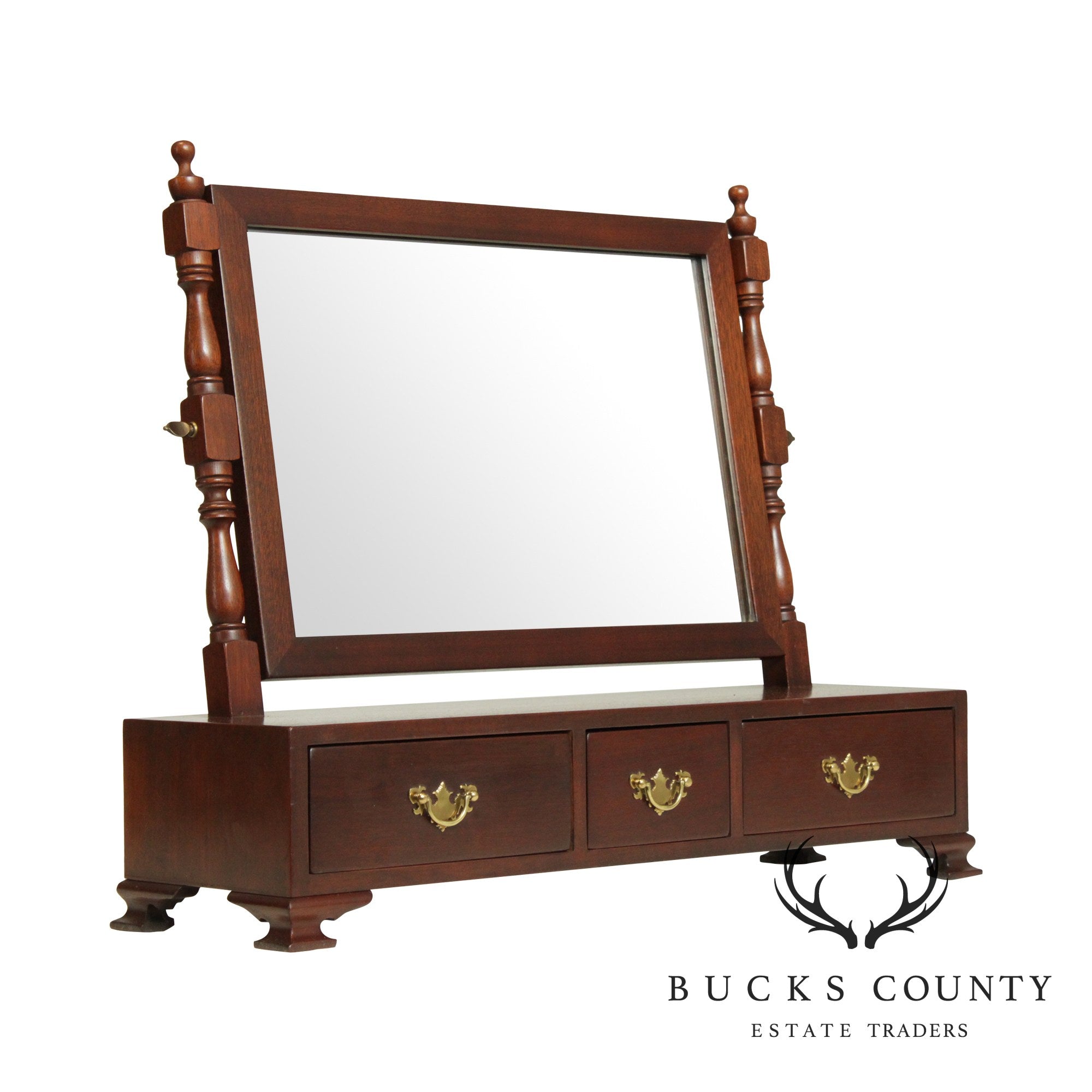 Suter's Handcrafted Chippendale Style Mahogany Saving Mirror (B)