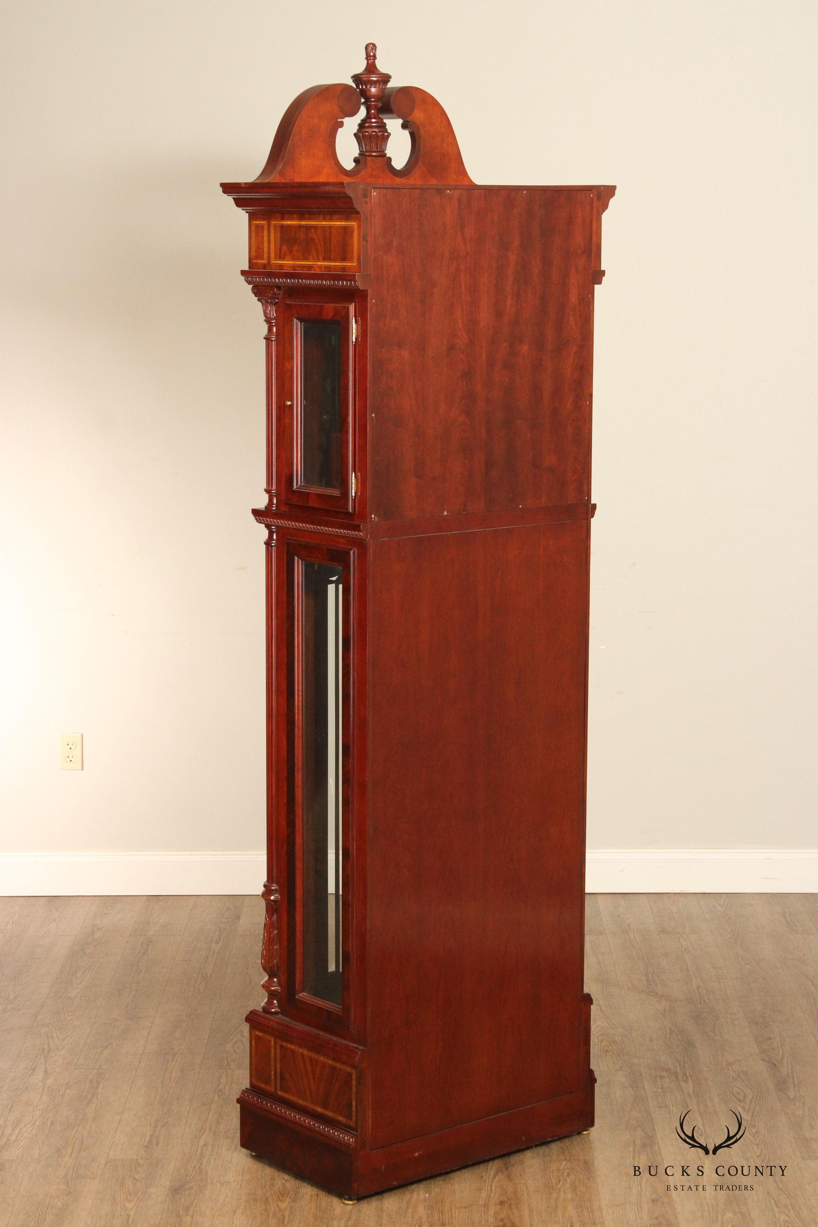 Charles R. Sligh Chippendale Inlaid Mahogany Grandfather Clock, Model 226