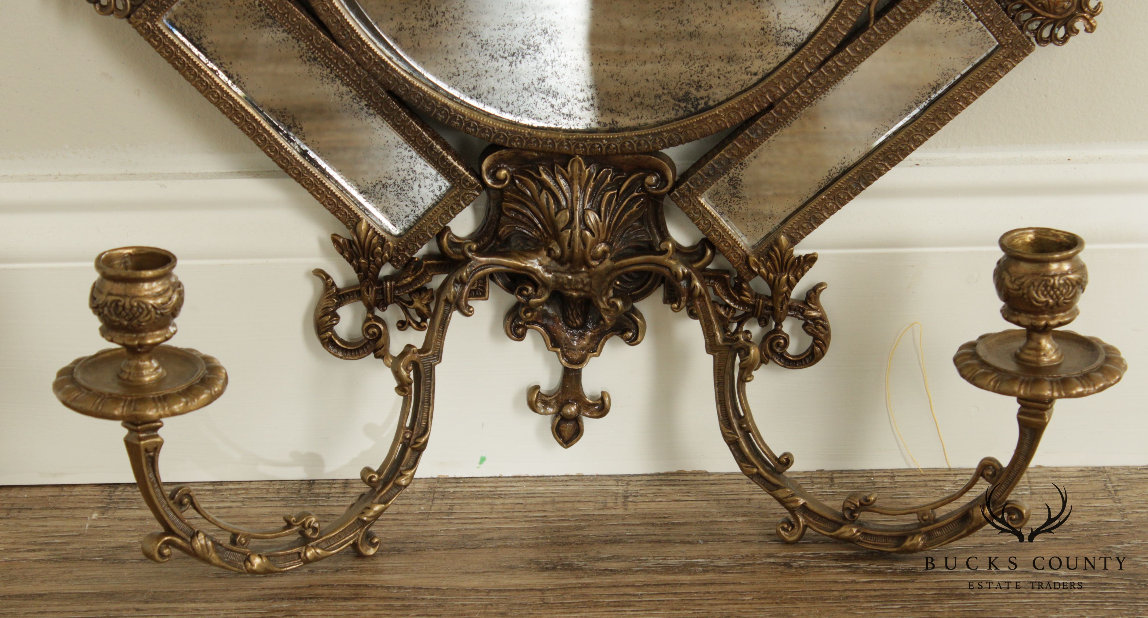 Quality Brass Renaissance Style Girandole Mirror