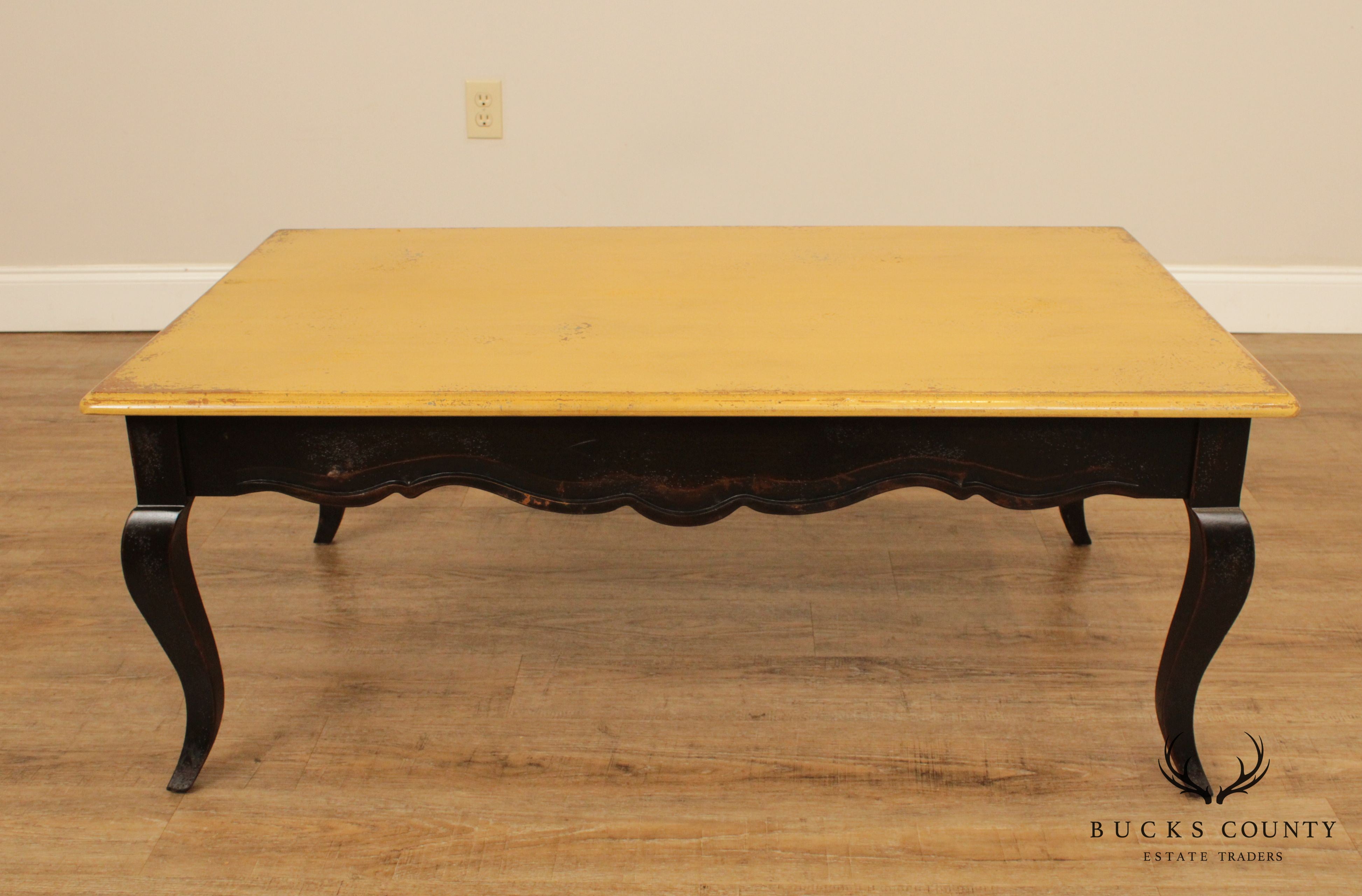 Habersham French Country Style Distressed Painted Coffee Table