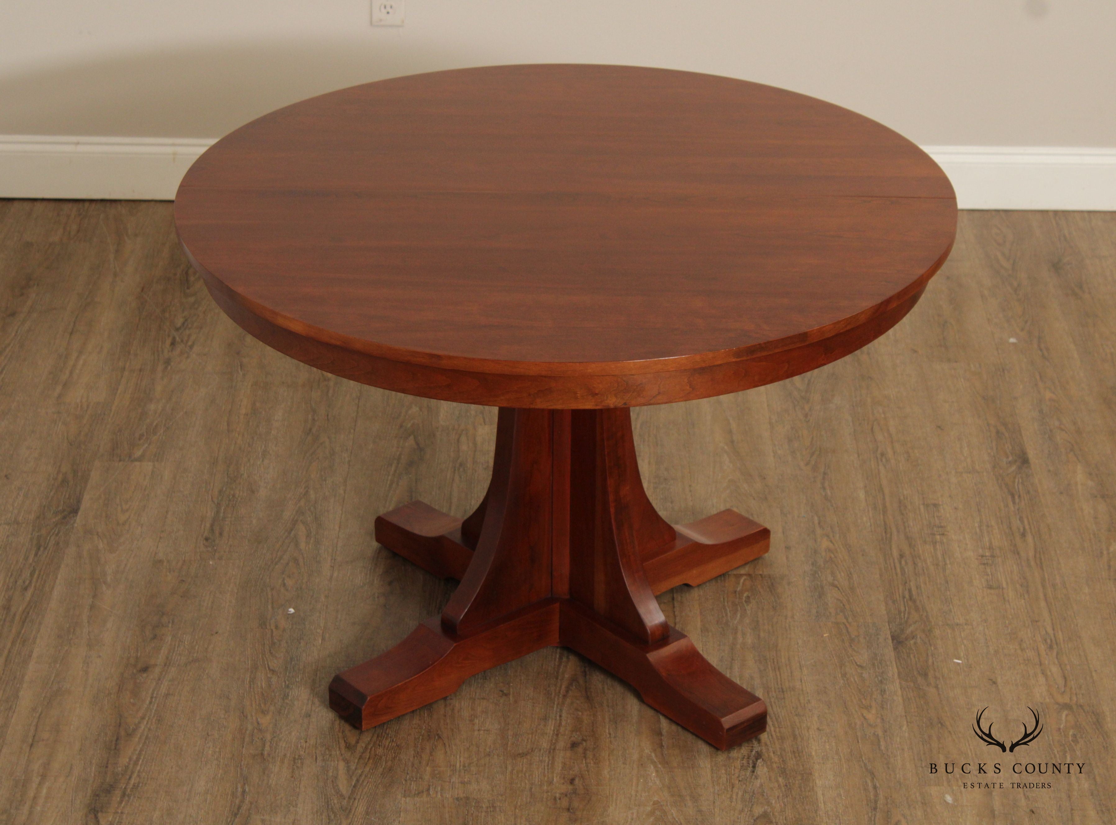 `Stickley Mission Collection Round Cherry Extendable Dining Table