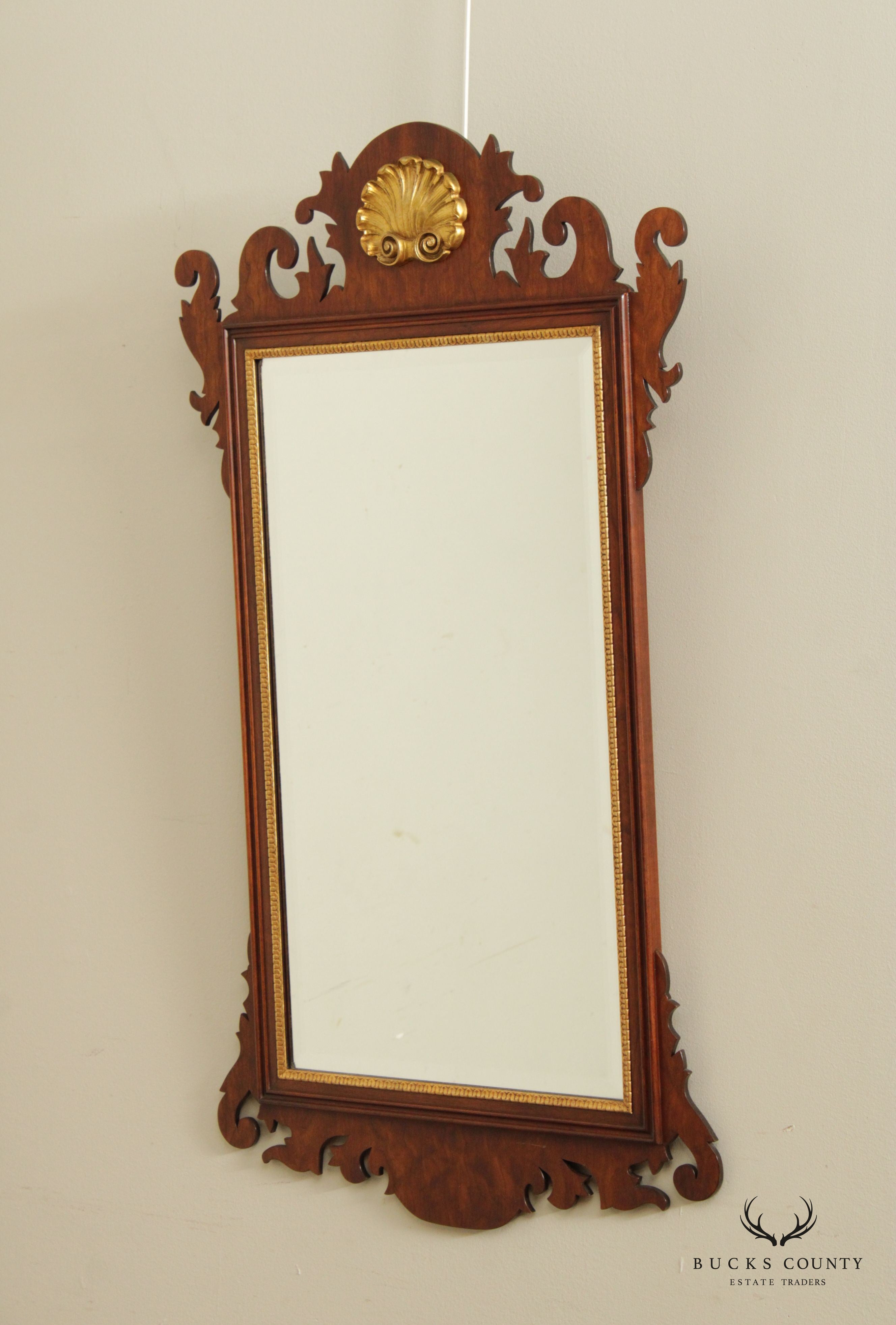 Henkel Harris Chippendale Style Mahogany Partial Gilt Wall Mirror