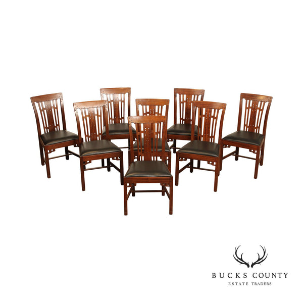 Stickley Arts & Crafts Style Set Eight Blacker House Dining Chairs