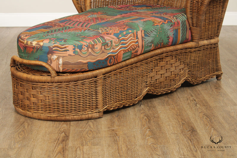 Quality Vintage Wicker Chaise Lounge