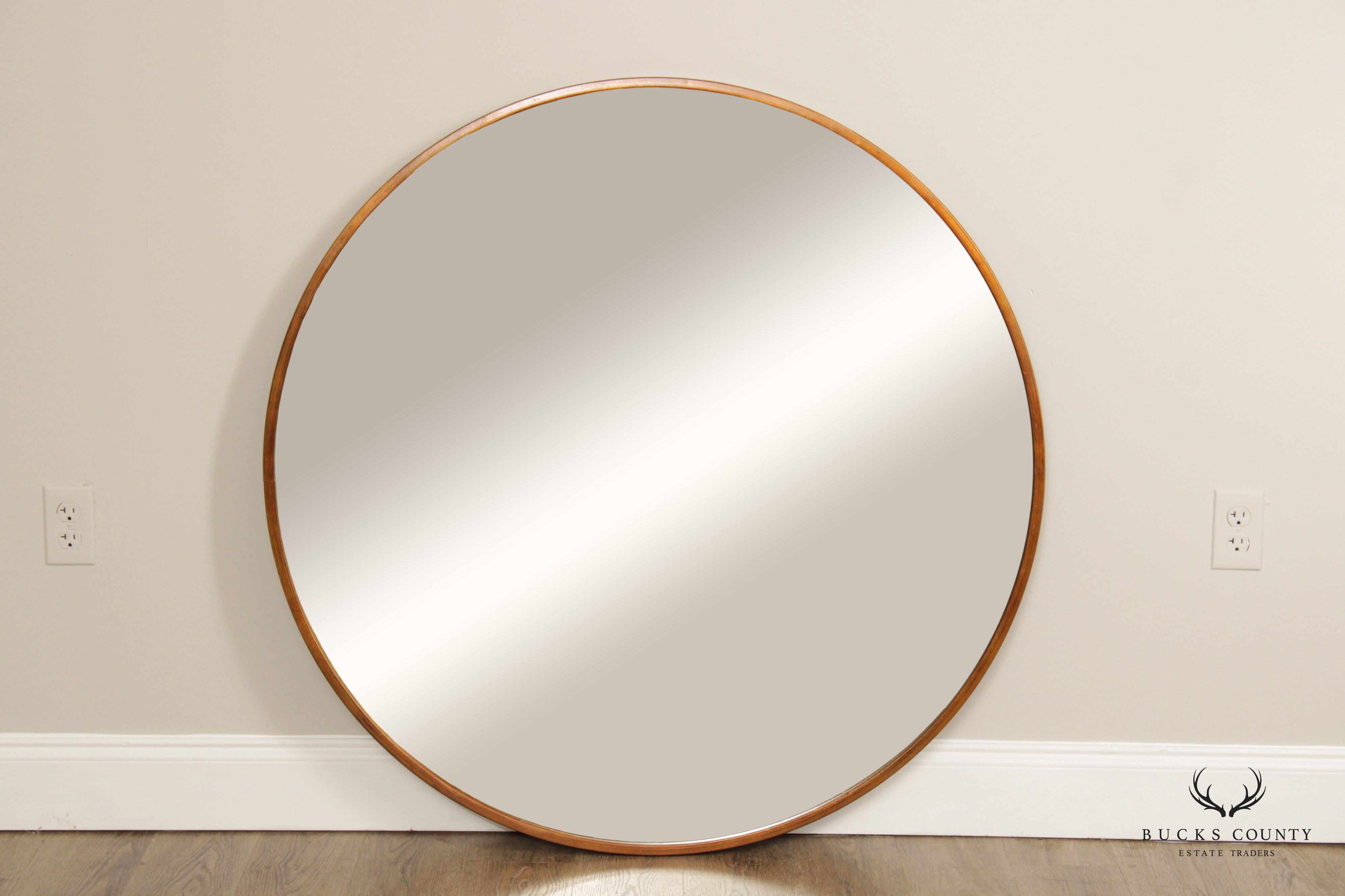 Contemporary Round Gold Metal Large Wall Mirror