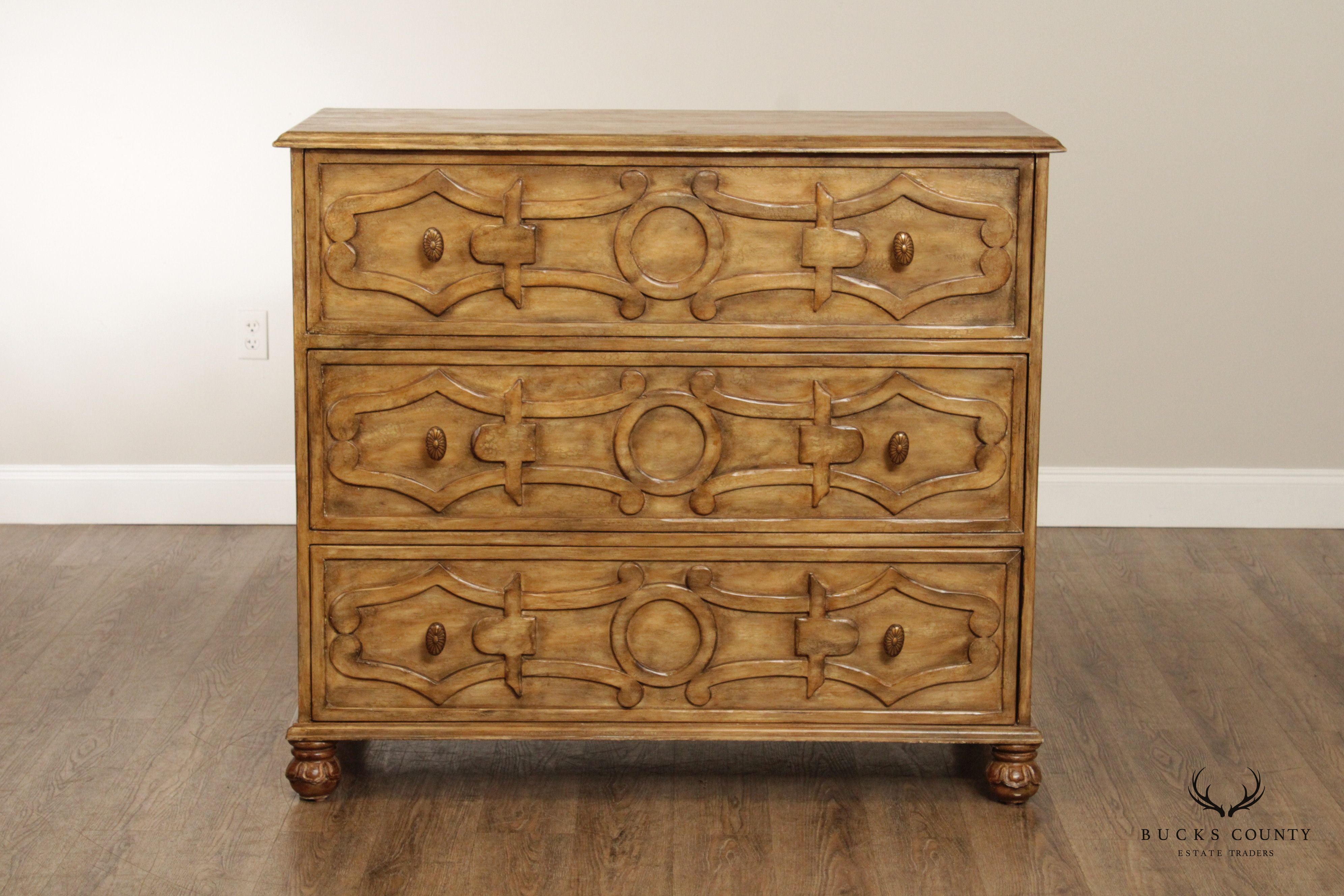 Belgian Style Carved Chest of Drawers