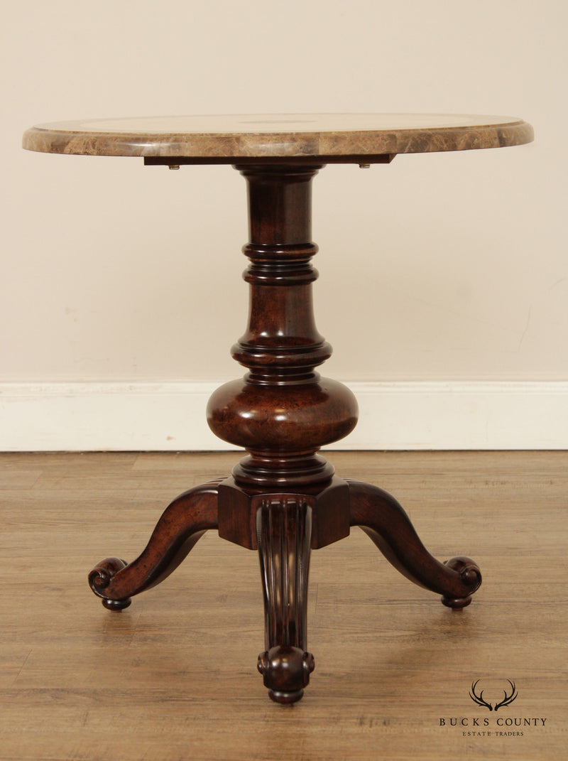 Italian Regency Style Marble Top Pedestal Side Table