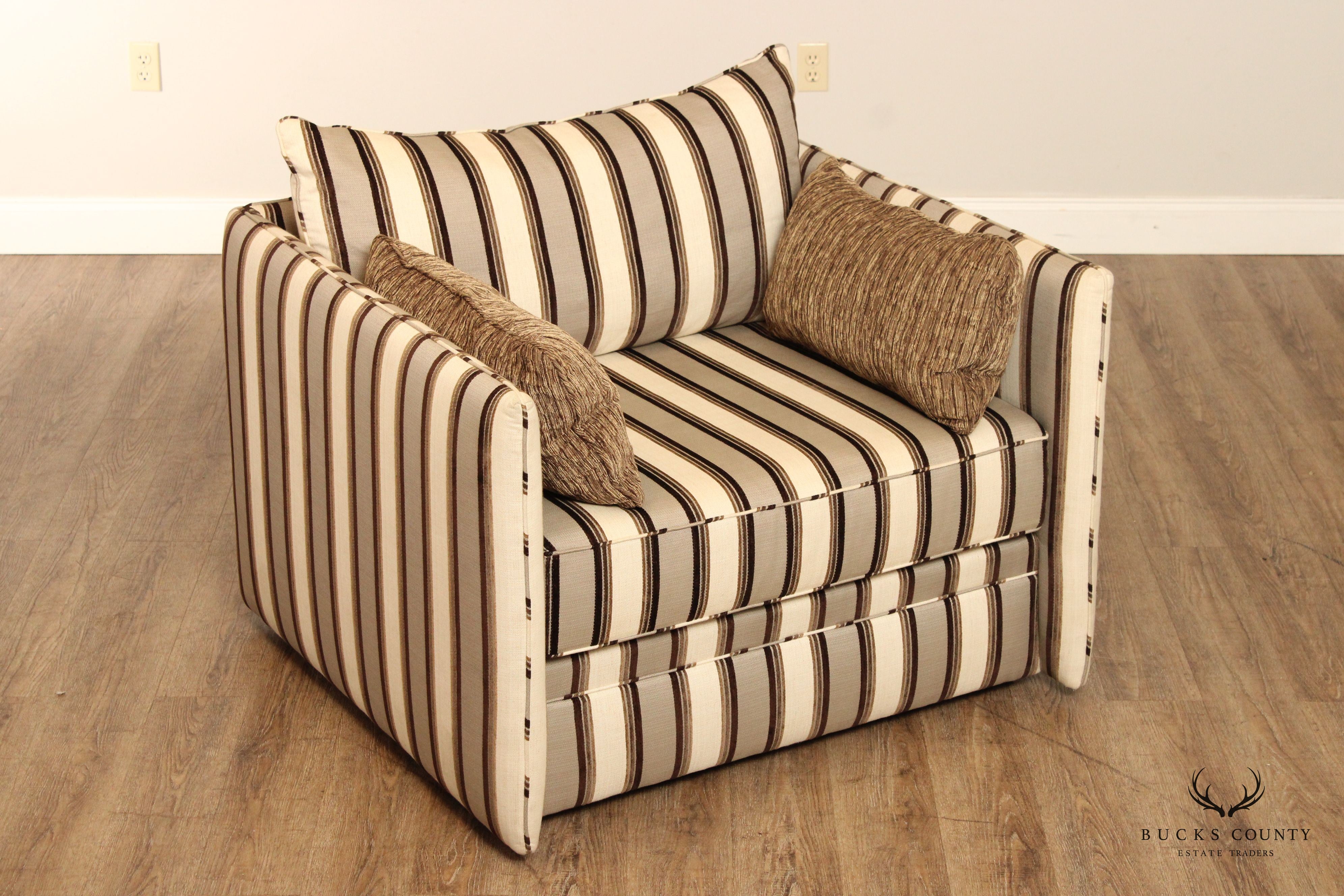 Swaim Custom Stripe Upholstered Oversize Club Armchair