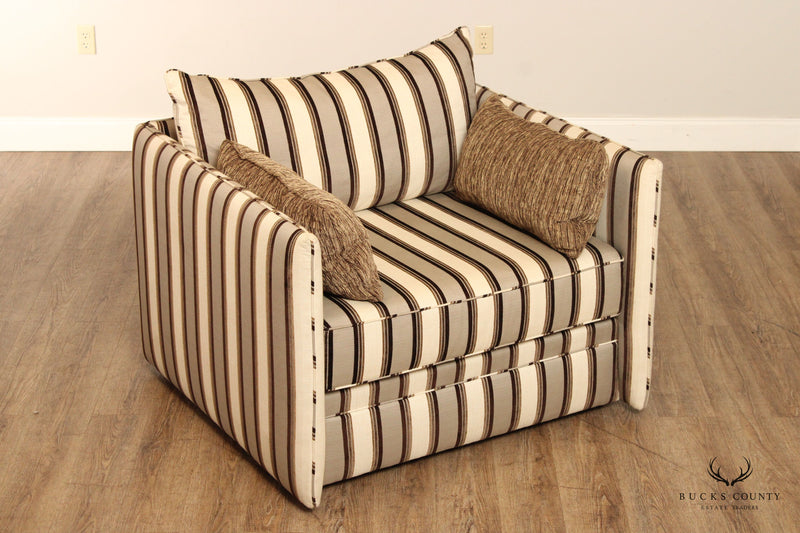 Swaim Custom Stripe Upholstered Oversize Club Armchair