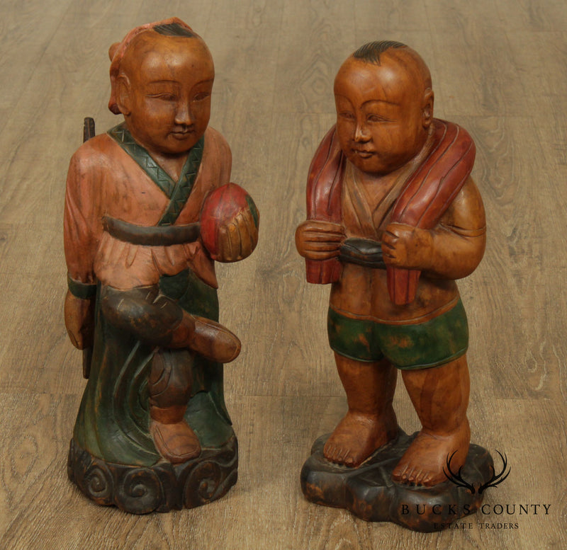 Vintage Pair Chinese Carved Figures