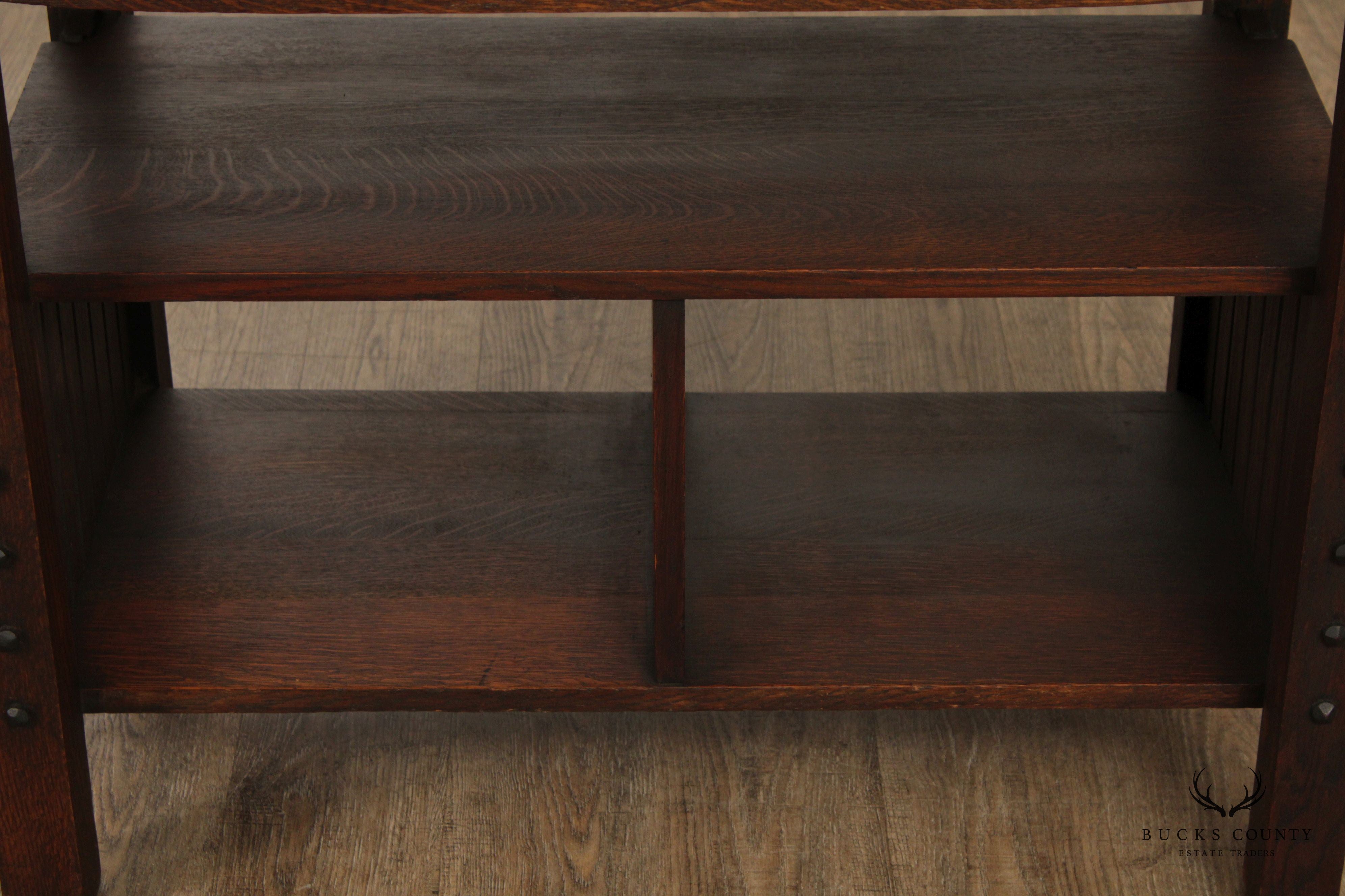 ANTIQUE MISSION OAK LIBRARY TABLE