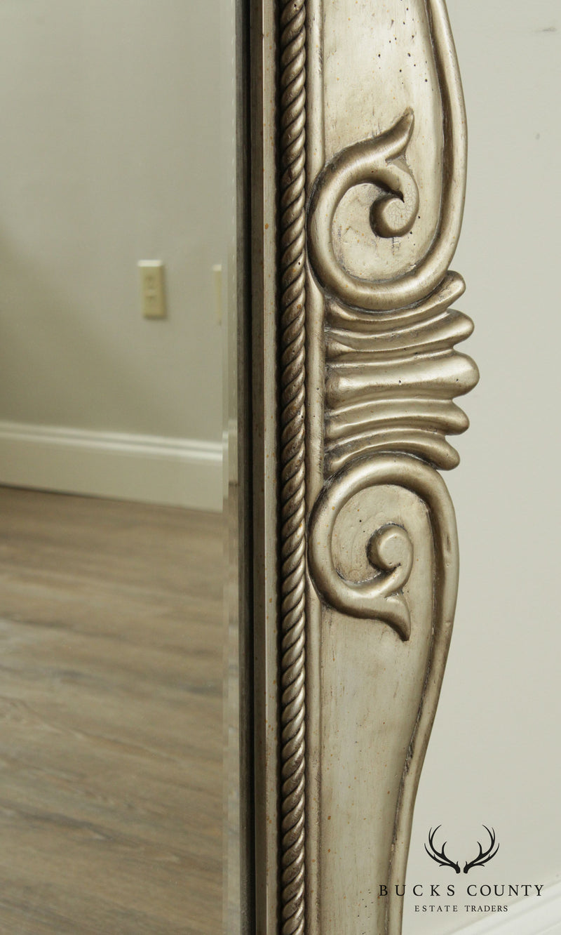 Hollywood Regency Silver Gilt Carved Wood Frame Mirror