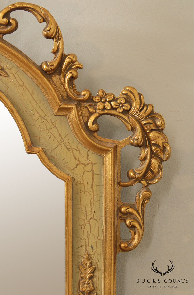 La Barge Vintage Giltwood & Crackle Painted Rococo Wall Mirror