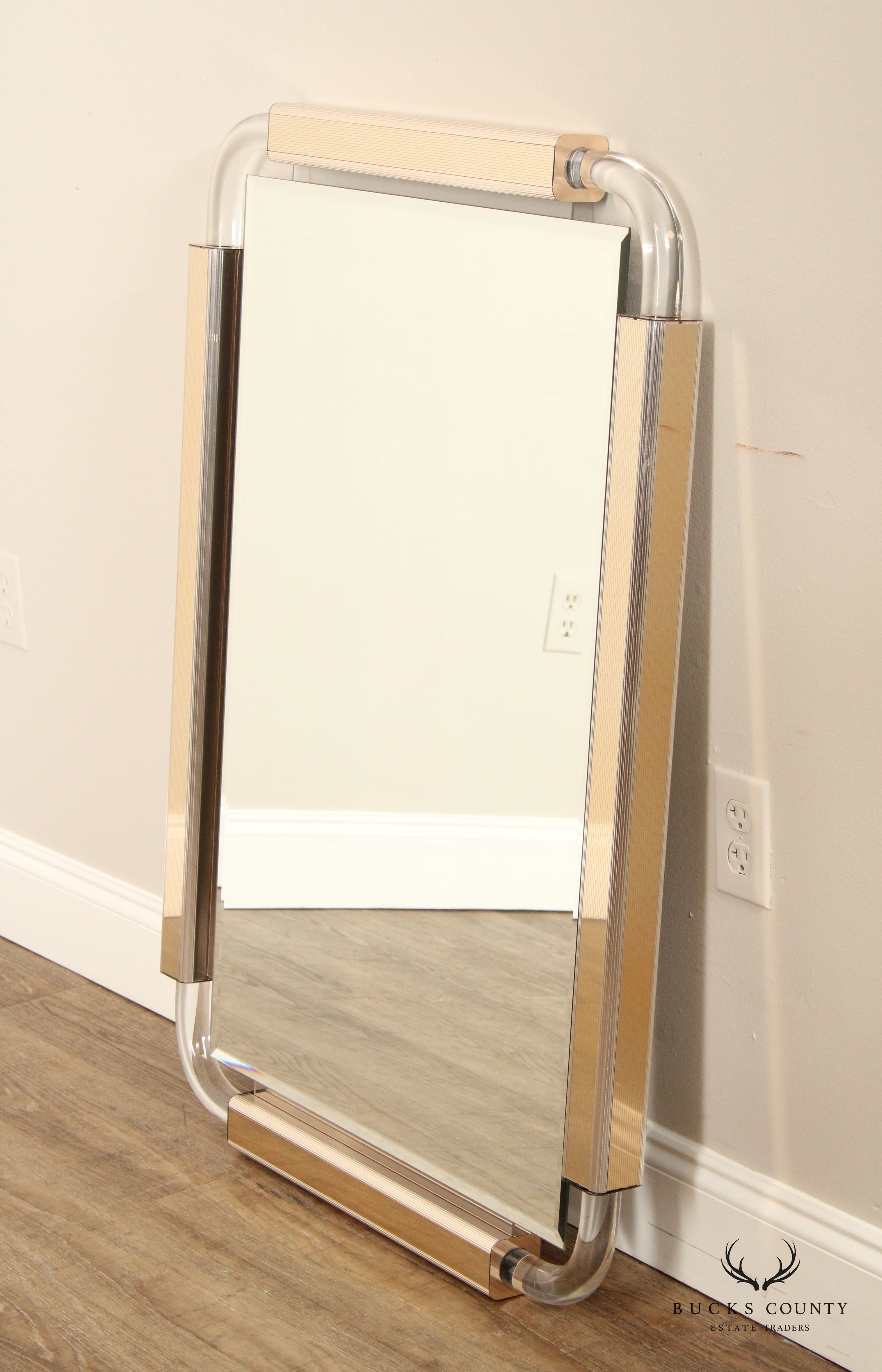 Post Modern Vintage Lucite Frame Wall Mirror