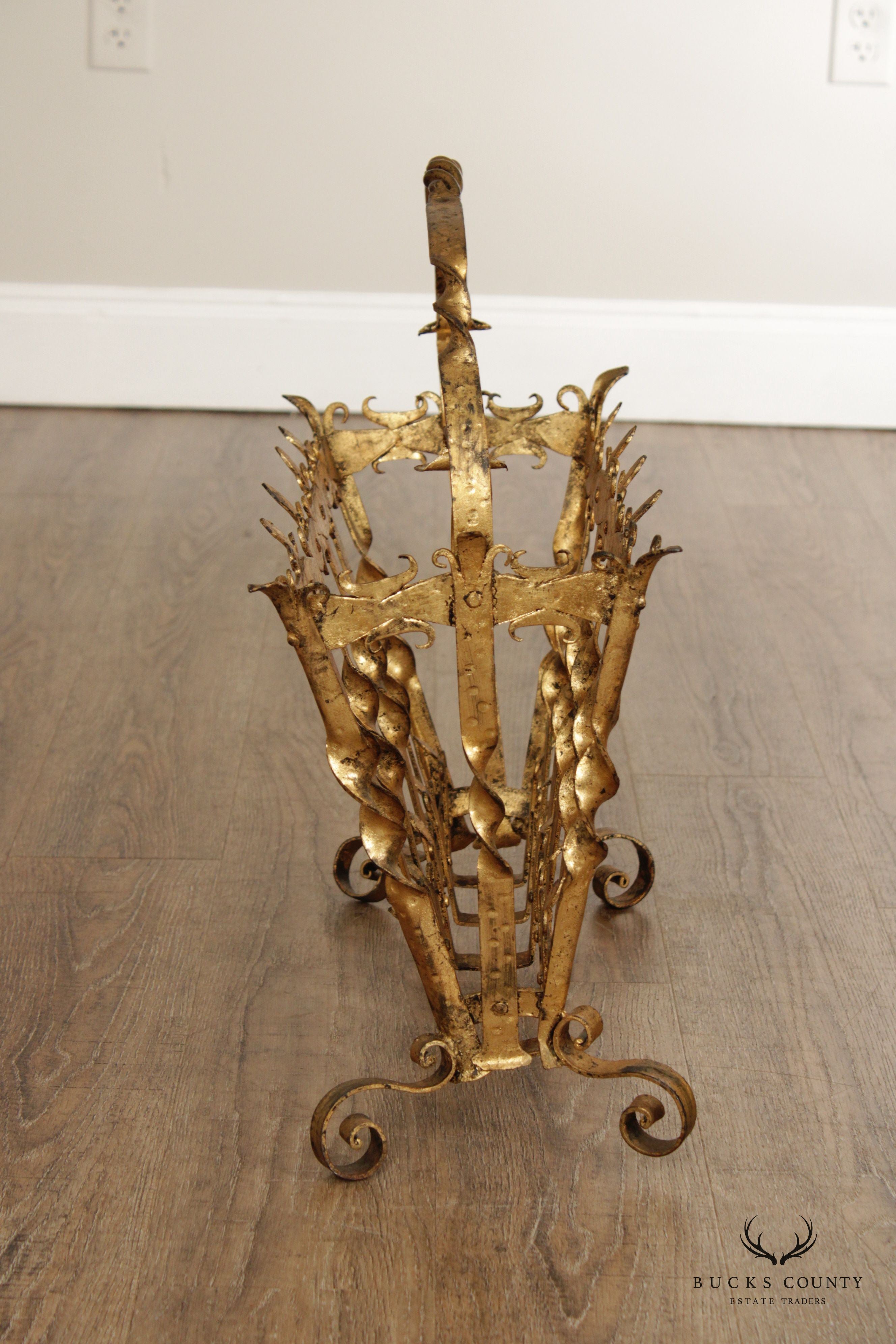 Mid Century Italian Gilt Metal Magazine Holder