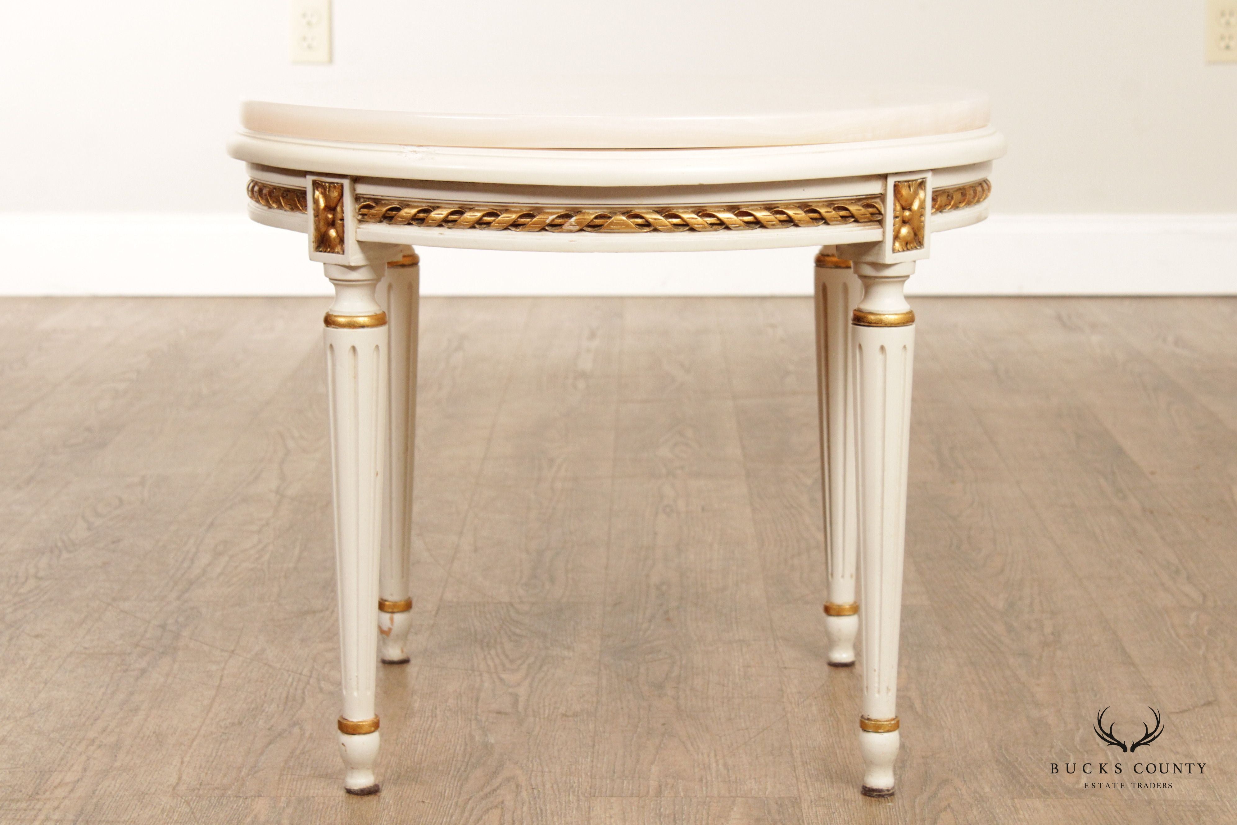 Italian Louis XVI Style Onyx Top Side Table