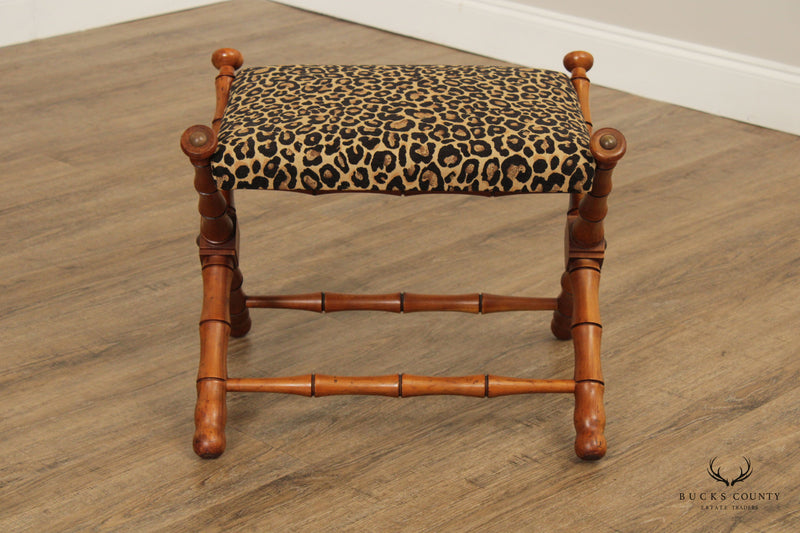 Campaign Style Faux Bamboo X-Base Bench