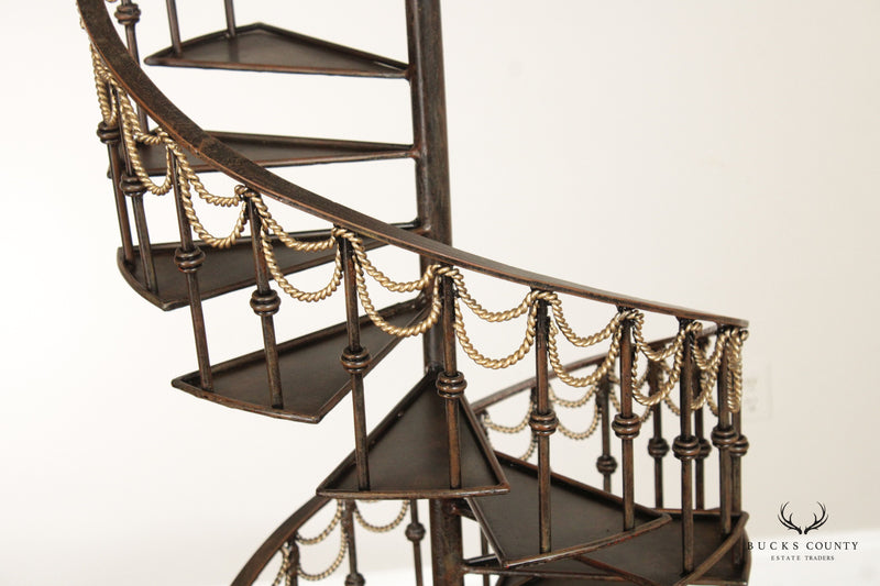 QUALITY WROUGHT IRON SPIRAL STAIRCASE ETAGERE WINE RACK