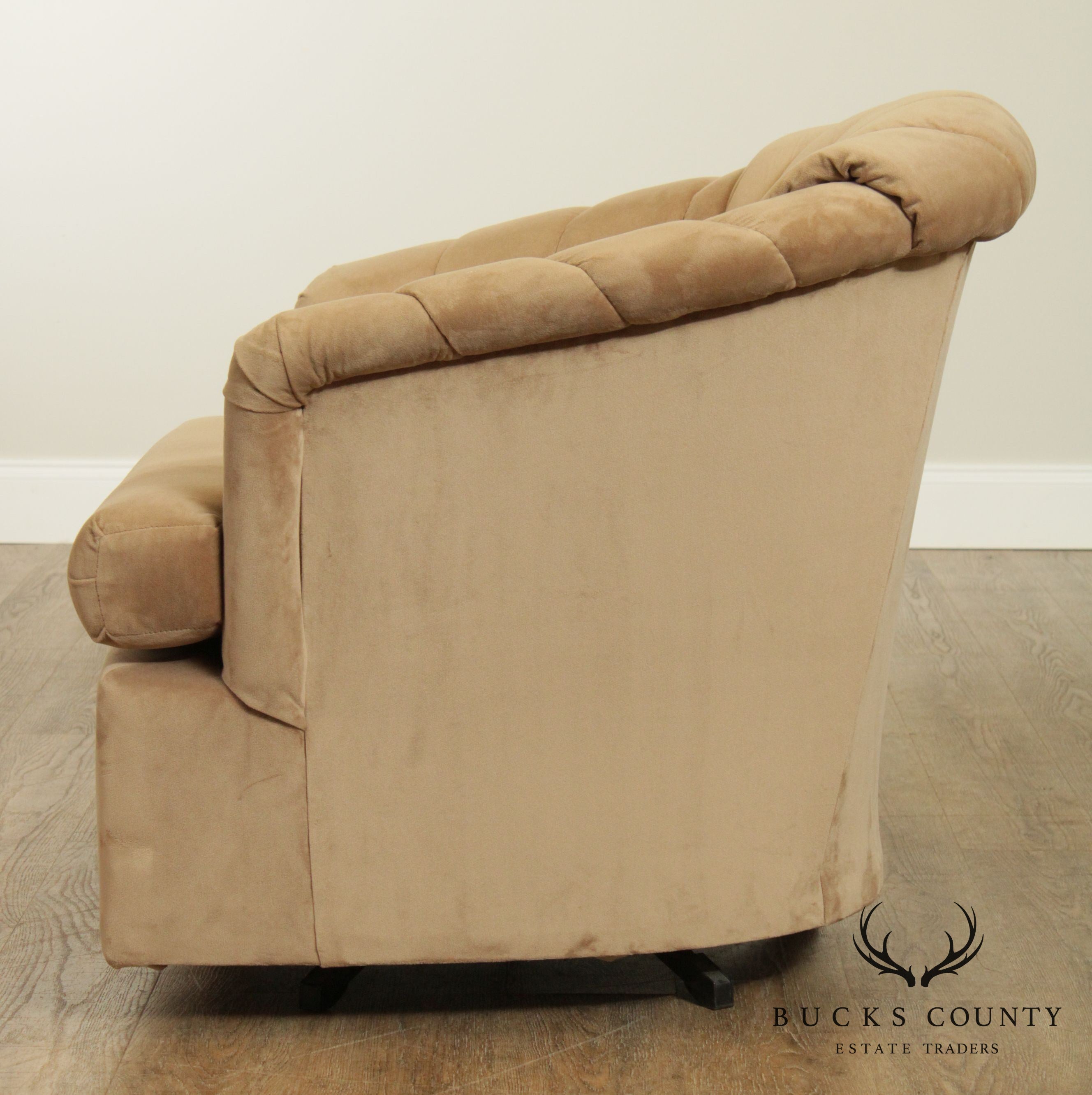 Mid Century Modern Style Channel Back Swivel Club Chair