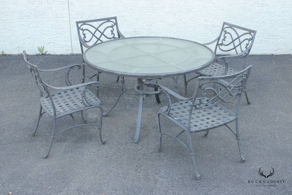 Cast Aluminum Outdoor Patio Dining Table and Four Chairs