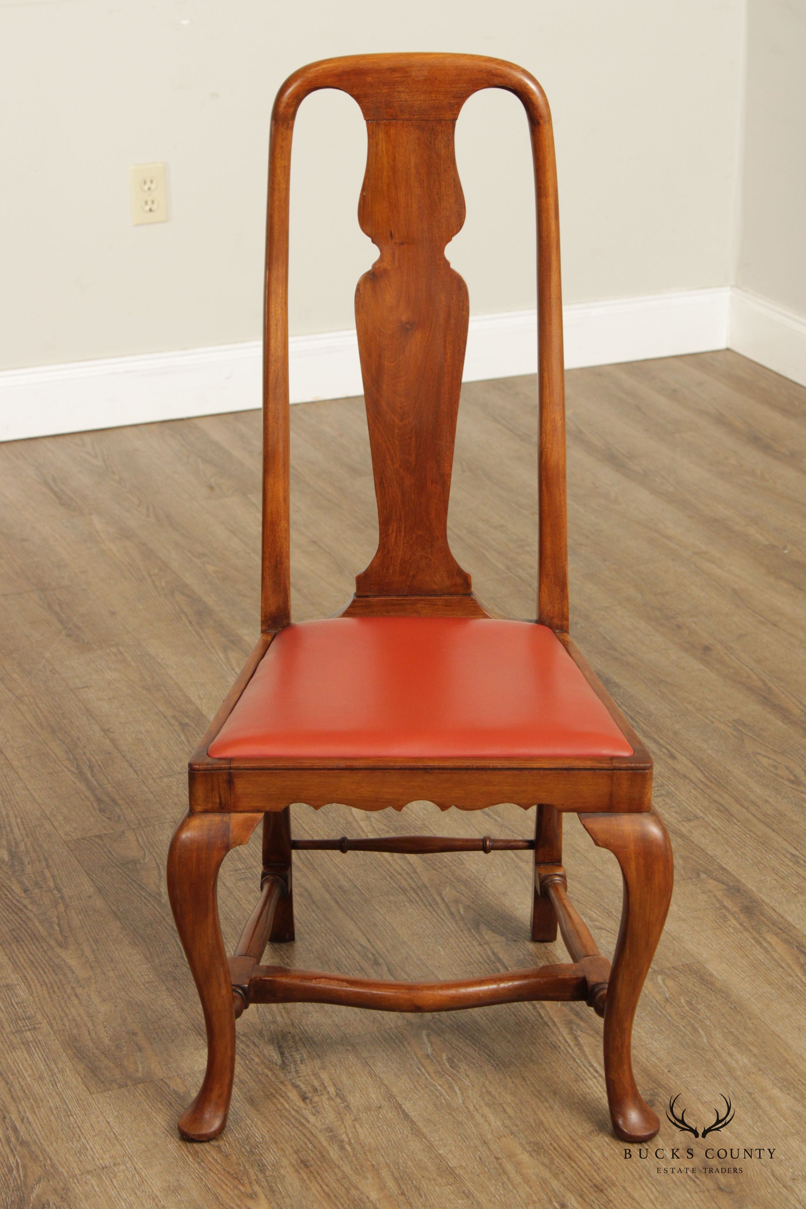 Antique Queen Anne Set Four Walnut Dining Chairs