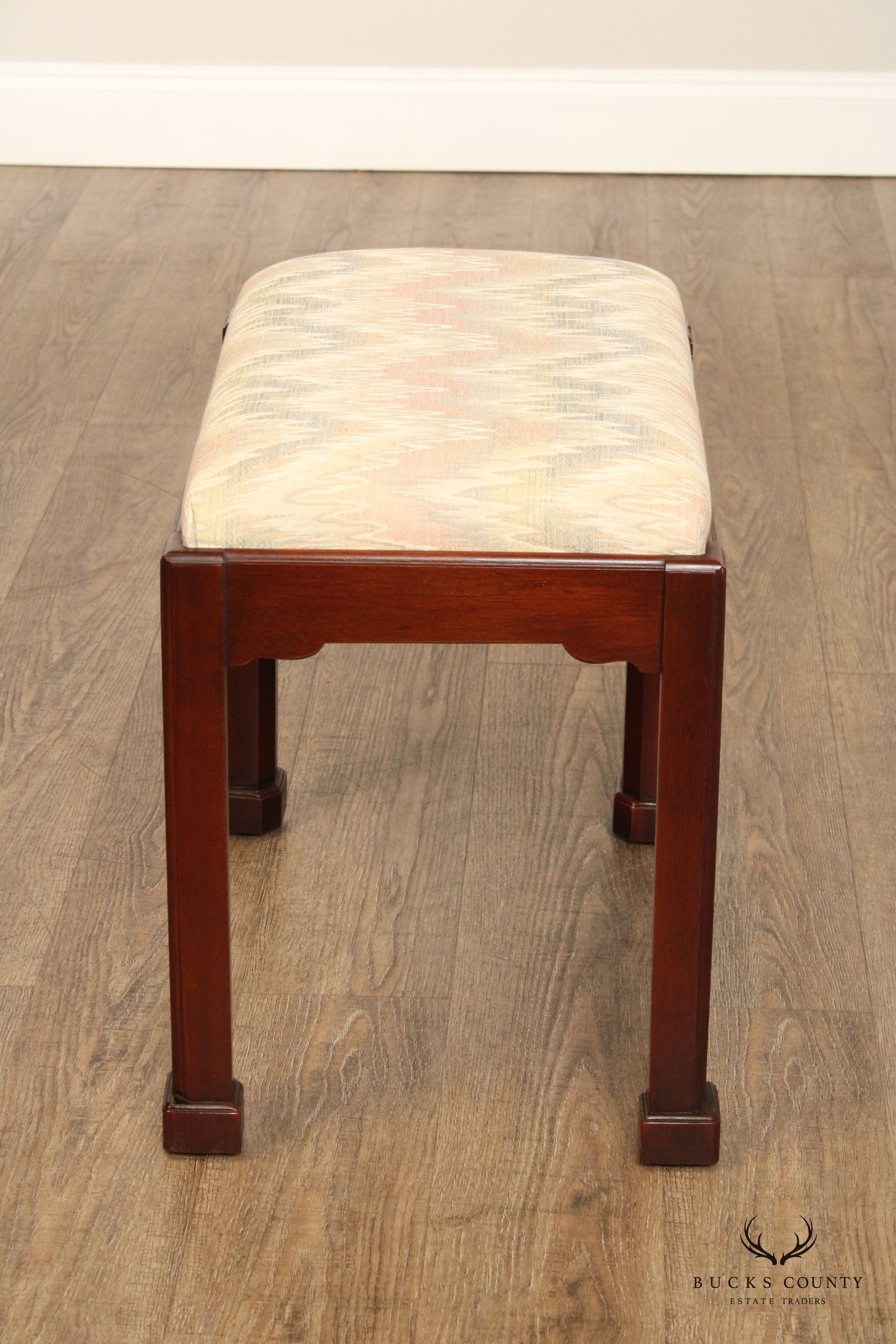 Link-Taylor Chippendale Style Pair of Mahogany Stools