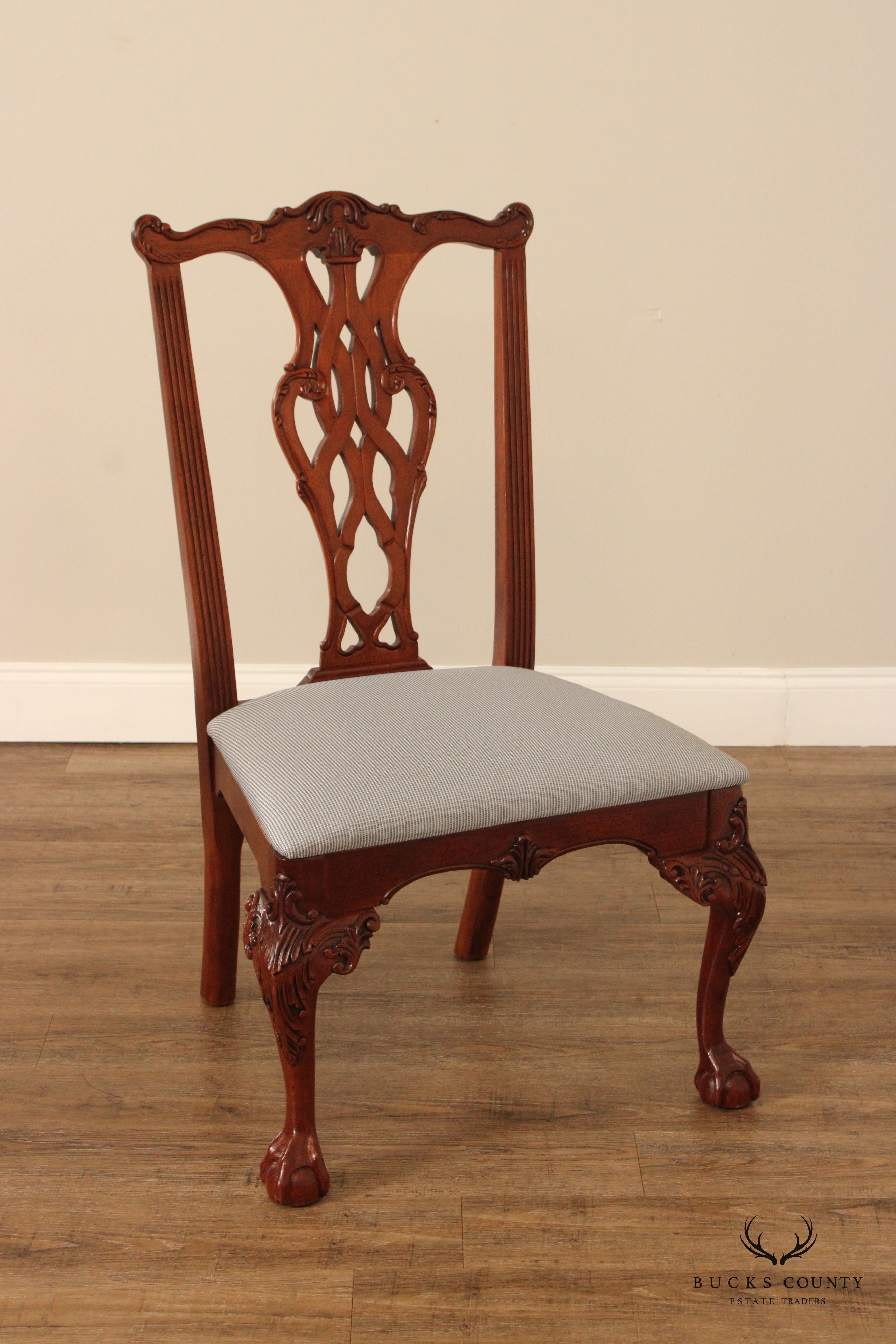 Stanley Chippendale Style Set of Eight Mahogany Ball and Claw Dining Chairs