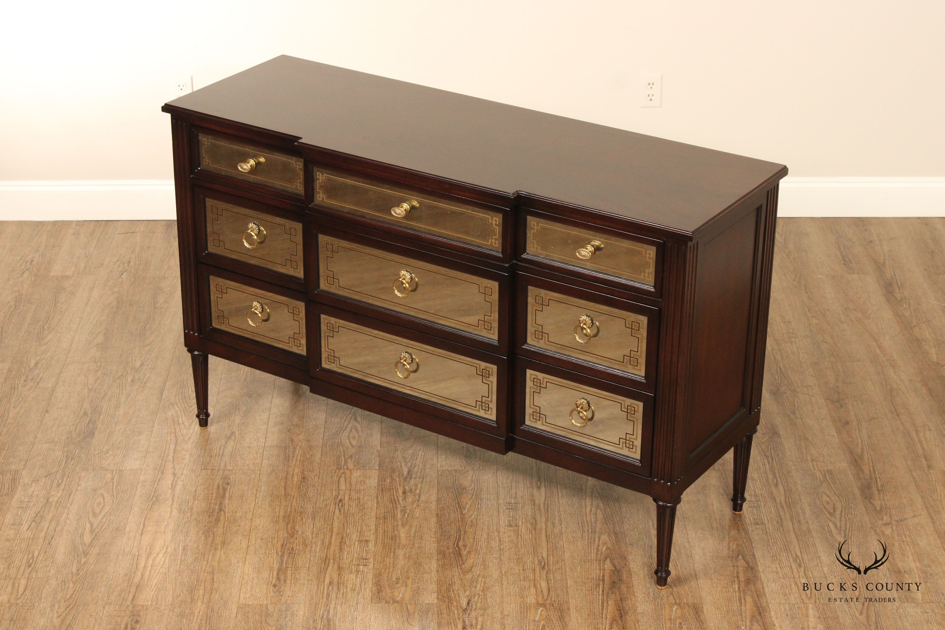 EJ Victor French Hollywood Regency Mirrored Triple Chest