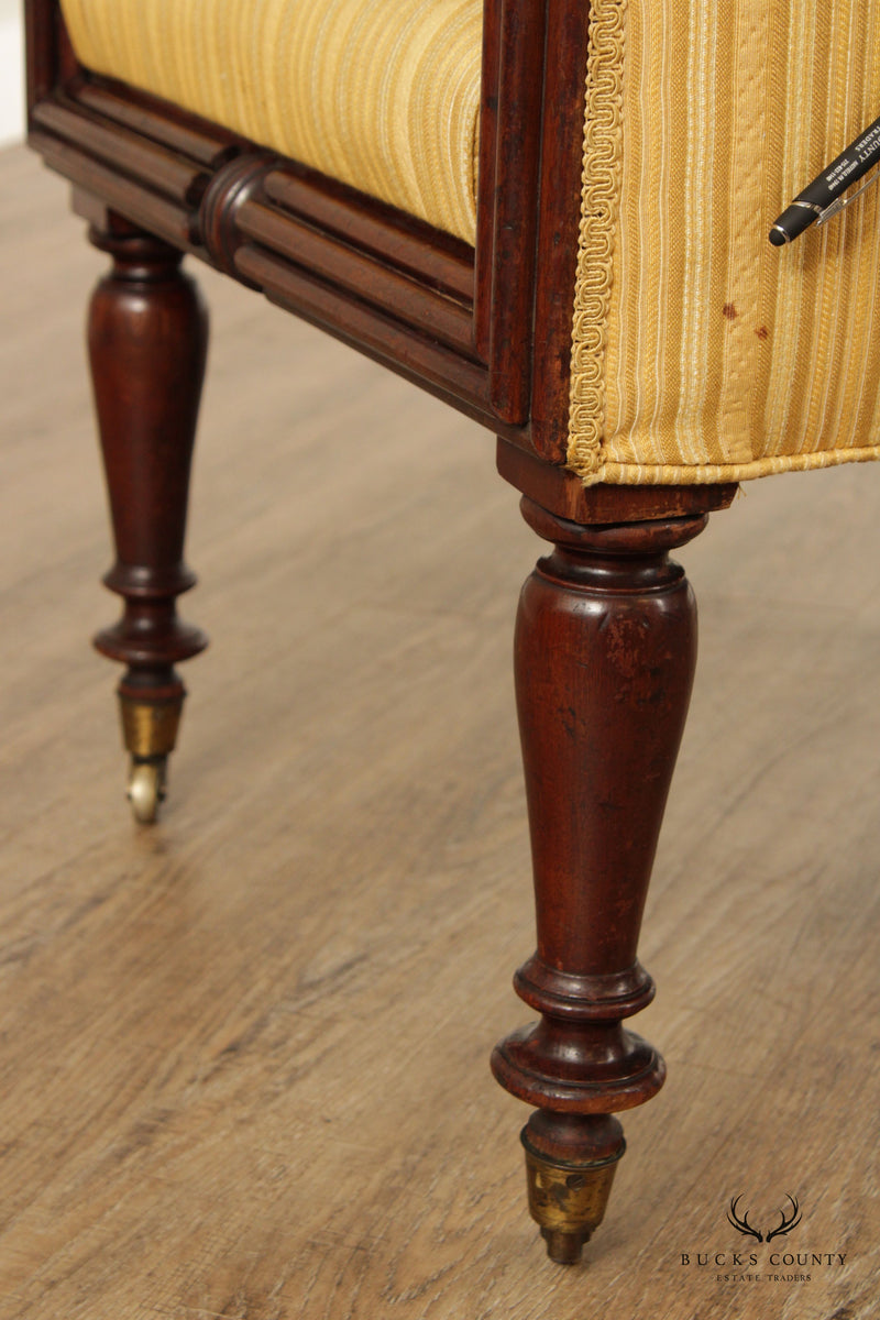 Antique English Regency Mahogany Library Wing Chair